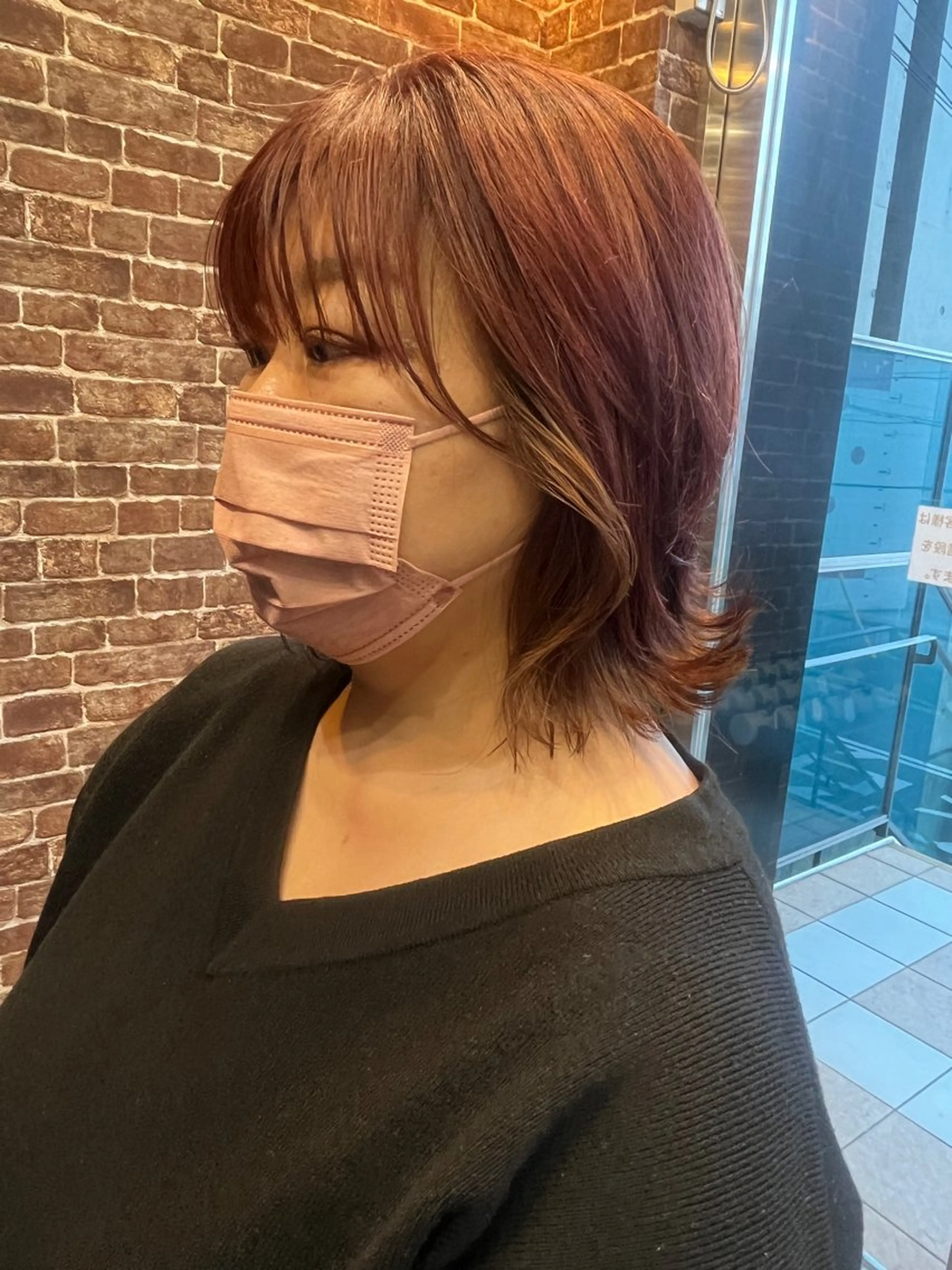 ミディアム カラー パーマ カット ヘアカラー ヘアセット 久木原 ゆりのヘアスタイル