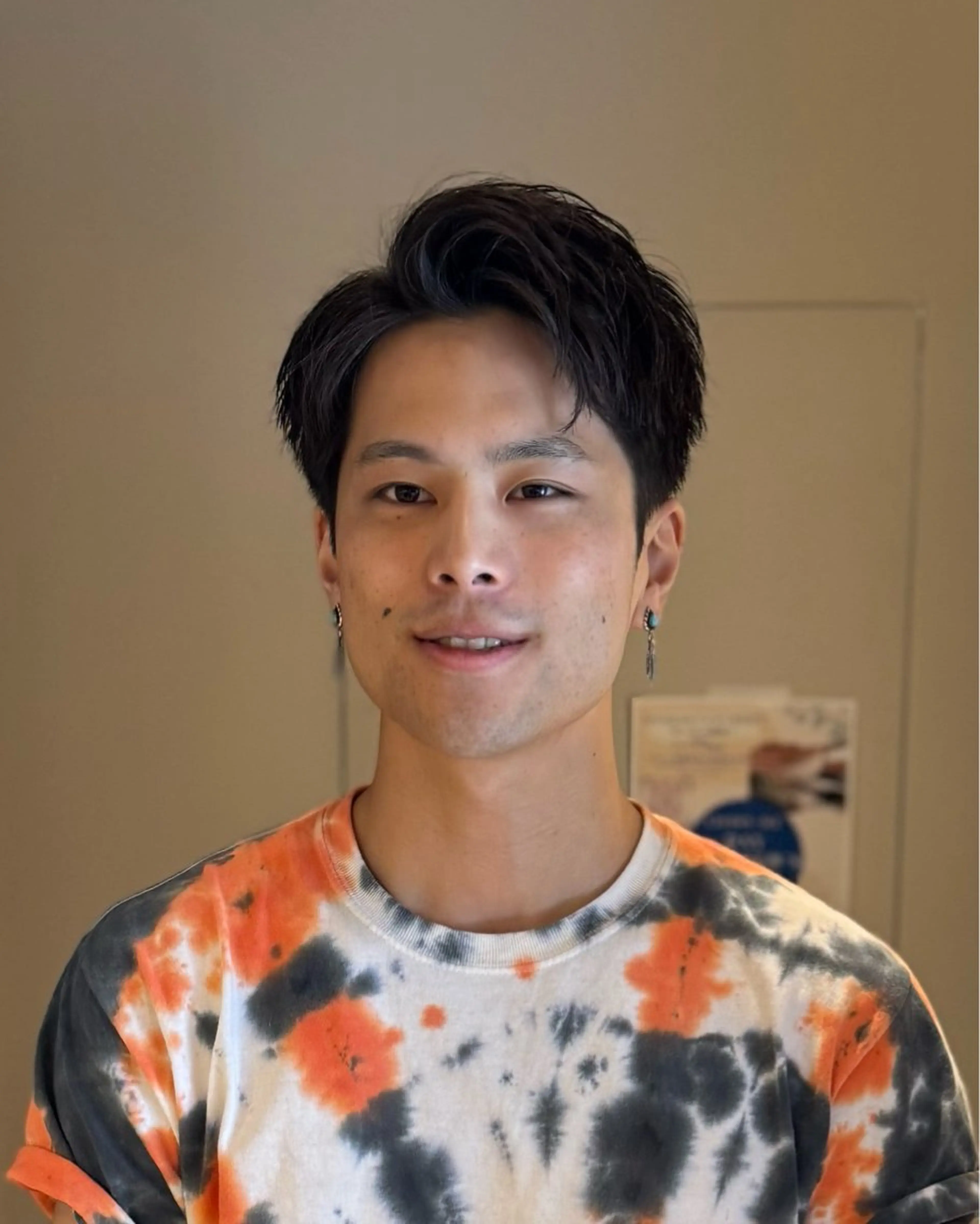 ショート パーマ メンズ メンズパーマ かきあげバング ショートヘア カット パーマ 丸山 航輝のヘアスタイル