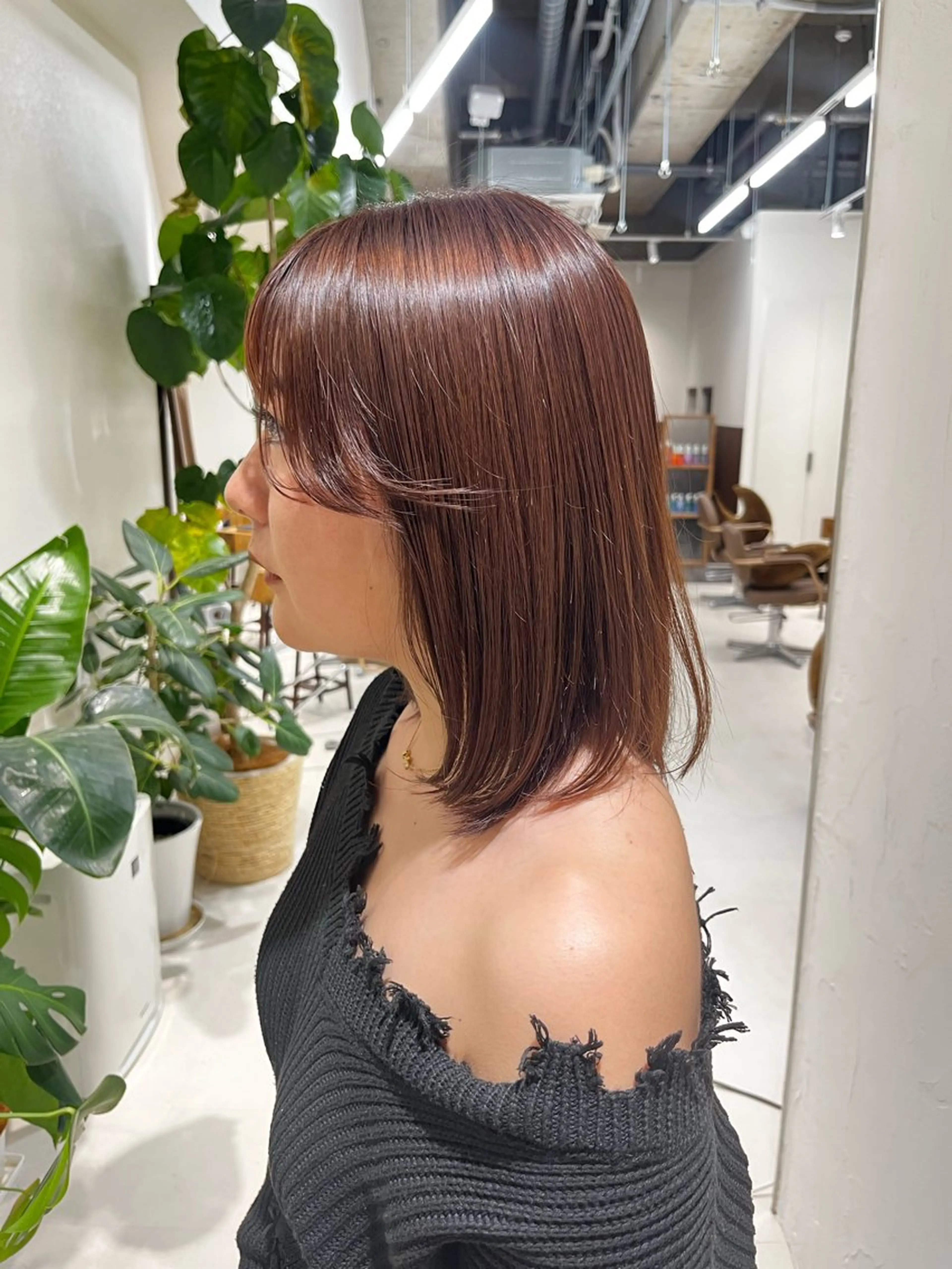 ミディアム カラー ブラウンカラー オレンジ オレンジブラウン カット ヘアカラー トリートメント レイヤーカット/ブラ ウンカラー/河野凜のヘアスタイル