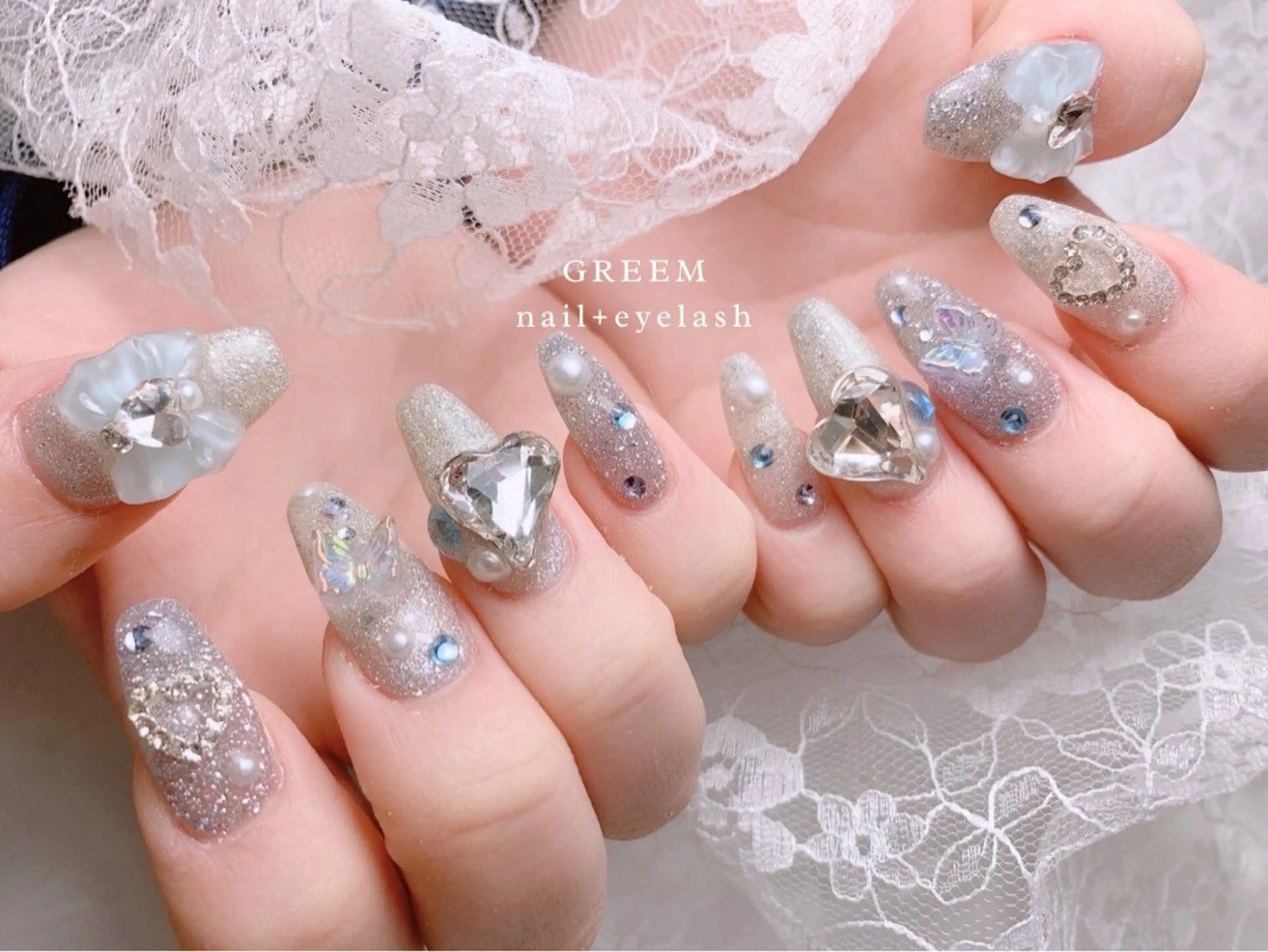 ネイル ブルー ハンドネイル GREEM グリームのネイルデザイン