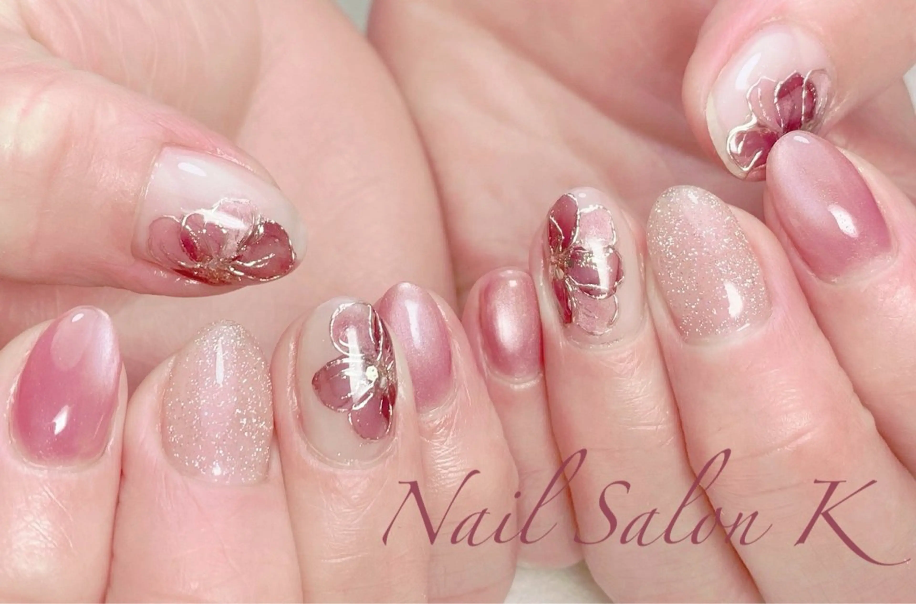 ネイル フラッシュネイル フラワーネイル マグネットネイル ハンドネイル Nail Salon K 🧸美爪育成のネイルデザイン