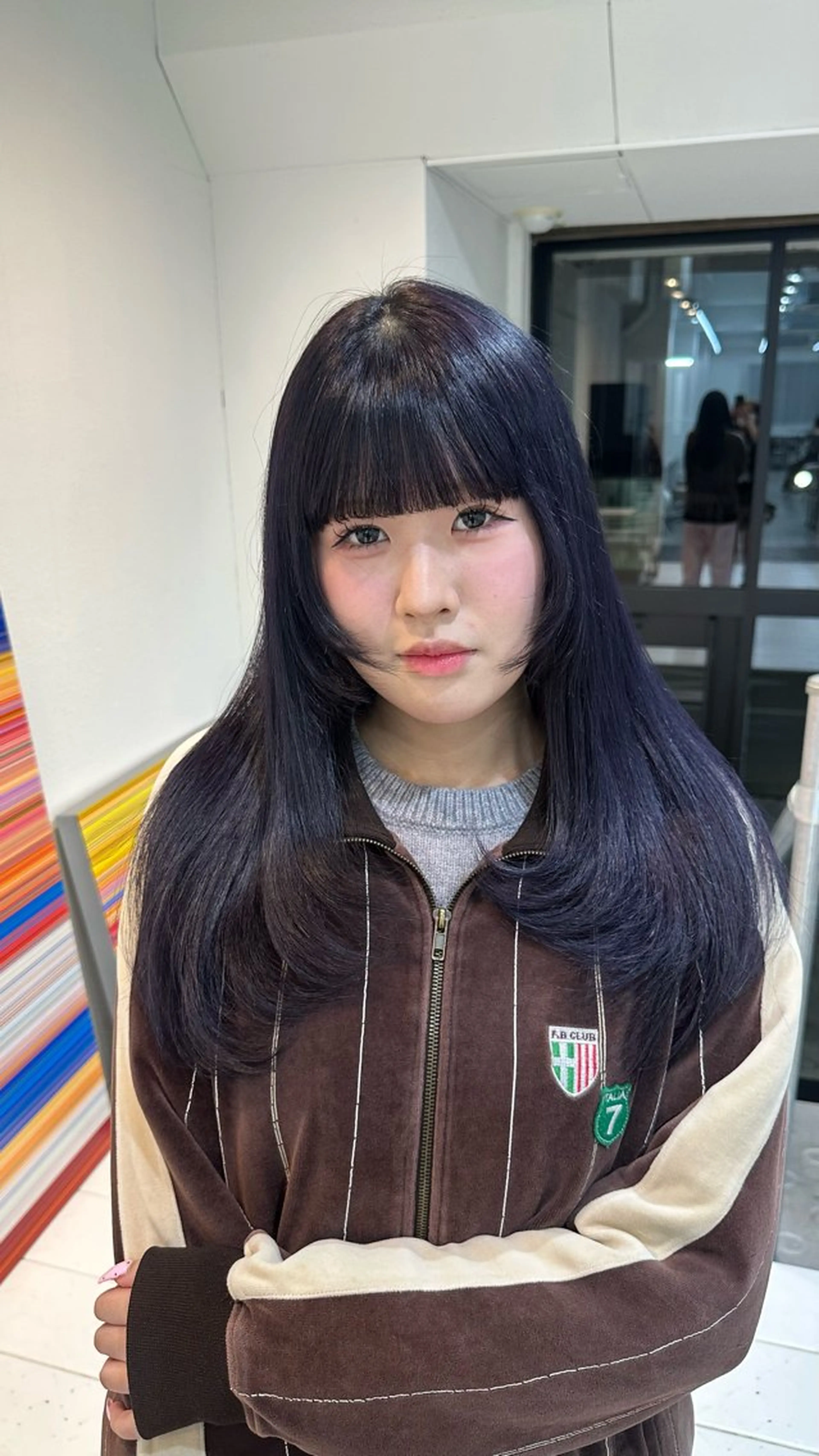 ロング カラー 黒髪 ブリーチ ブルーカラー ブルーブラック 透明感カラー ヘアカラー トリートメント 🪐ブリーチ/y2k ヘア🪐HARUKAのヘアスタイル