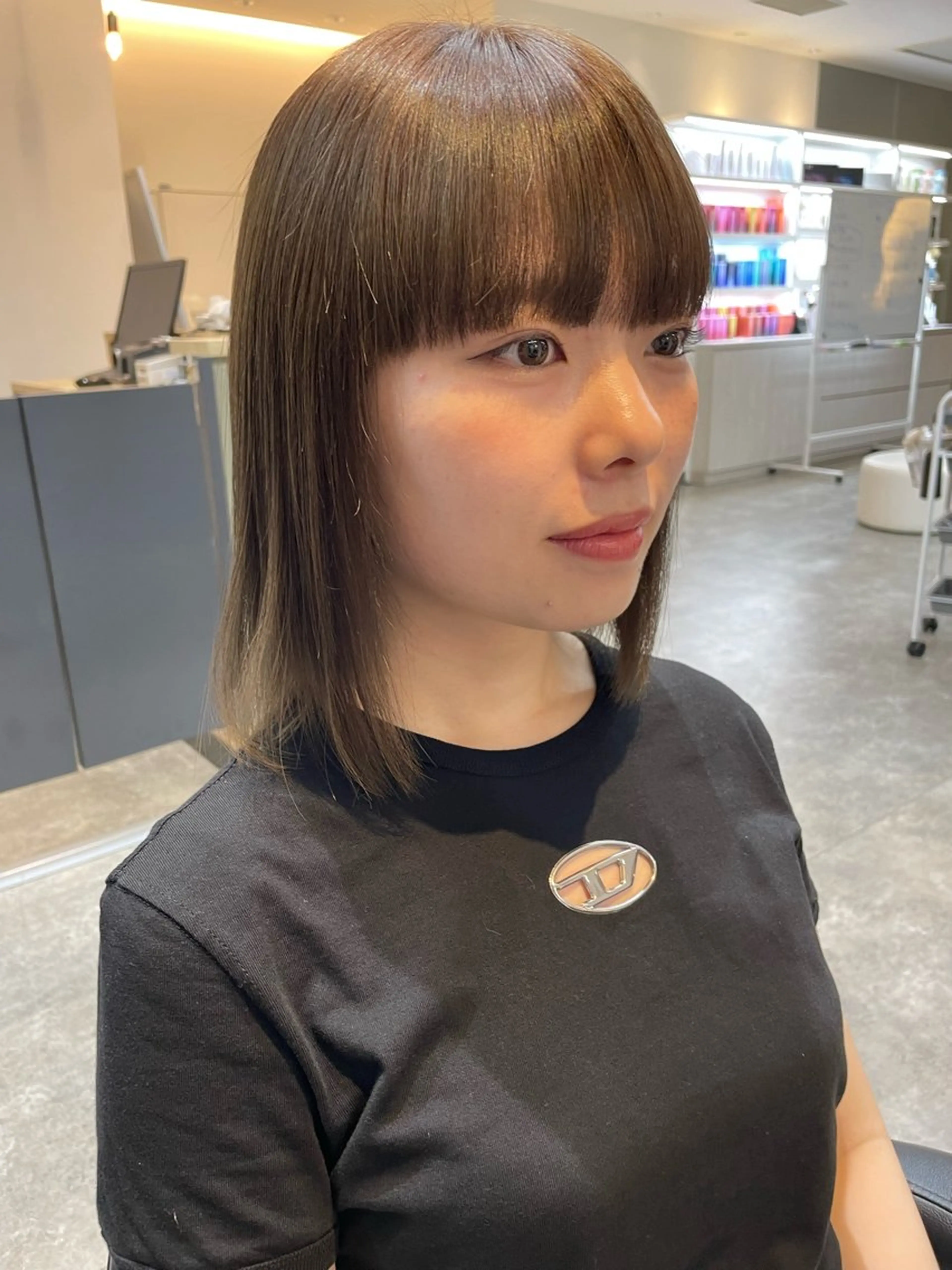 ミディアム カラー ベージュカラー 透明感カラー オリーブベージュ 【無料カットモデル】 水山まさはる🌸のヘアスタイル