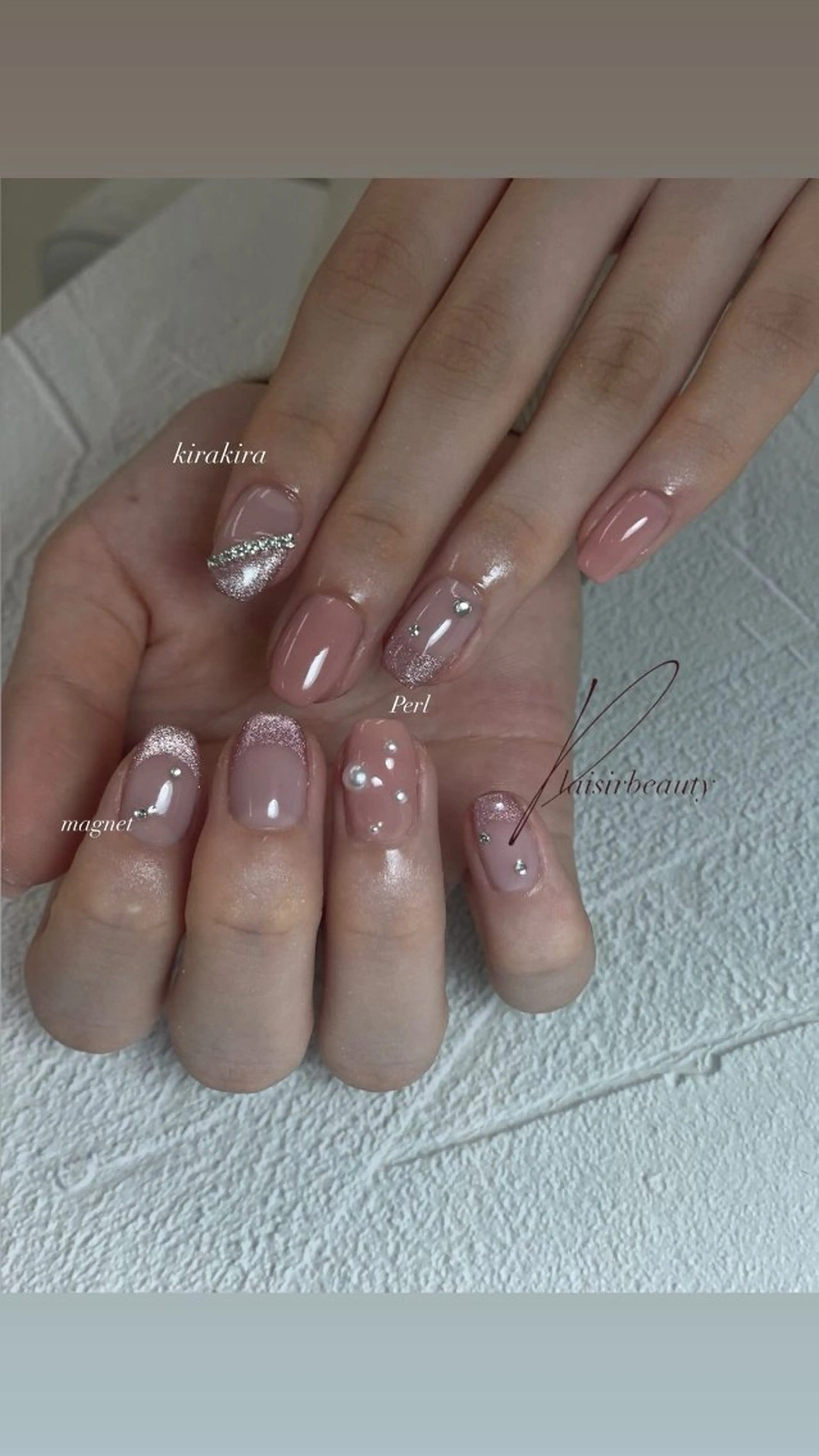 ネイル アートネイル チークネイル ジェルネイル ハート キラキラネイル ハンドネイル Plaisir beautyのネイルデザイン