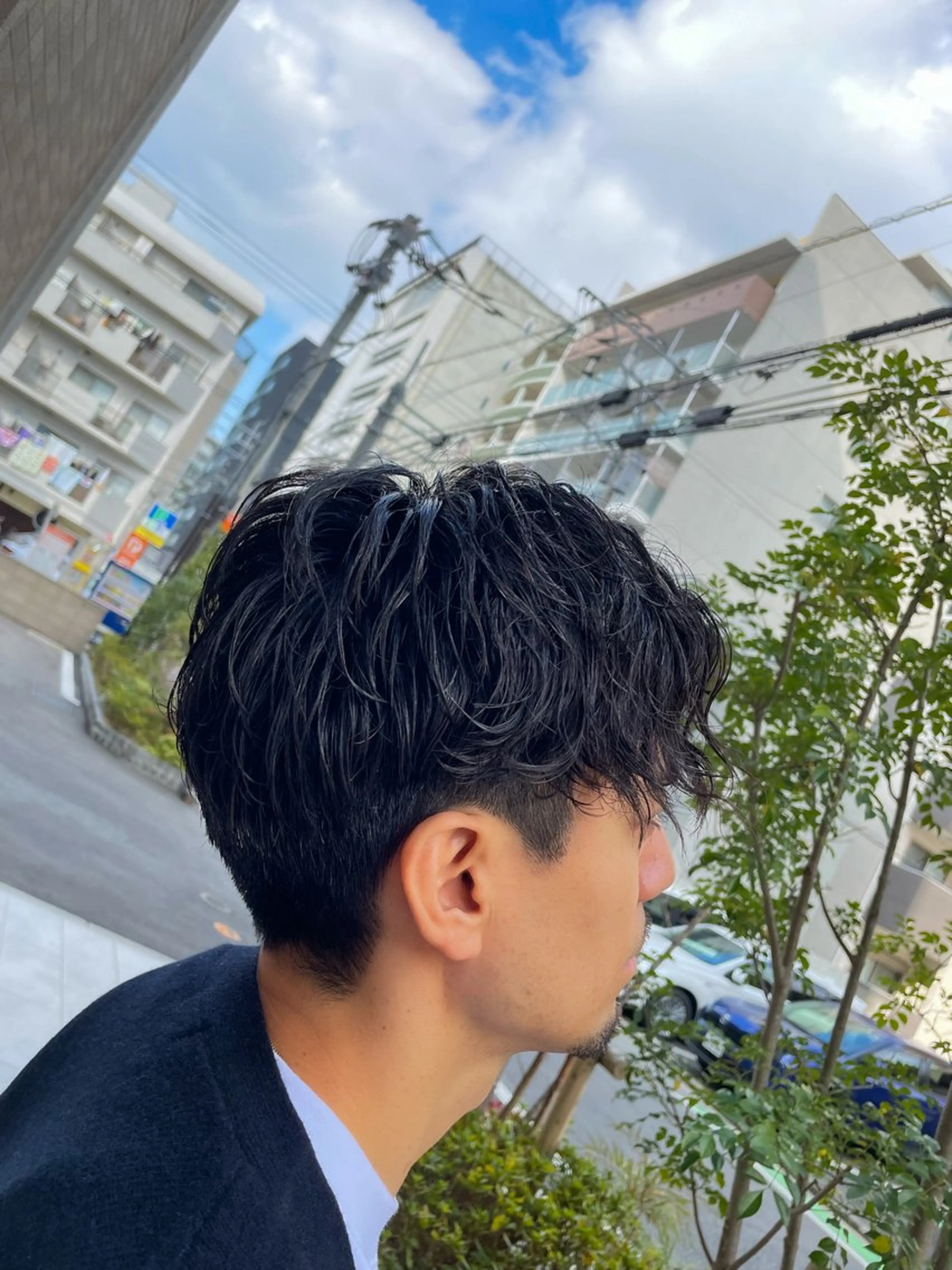 ミディアム パーマ メンズ 河津 しおりのヘアスタイル