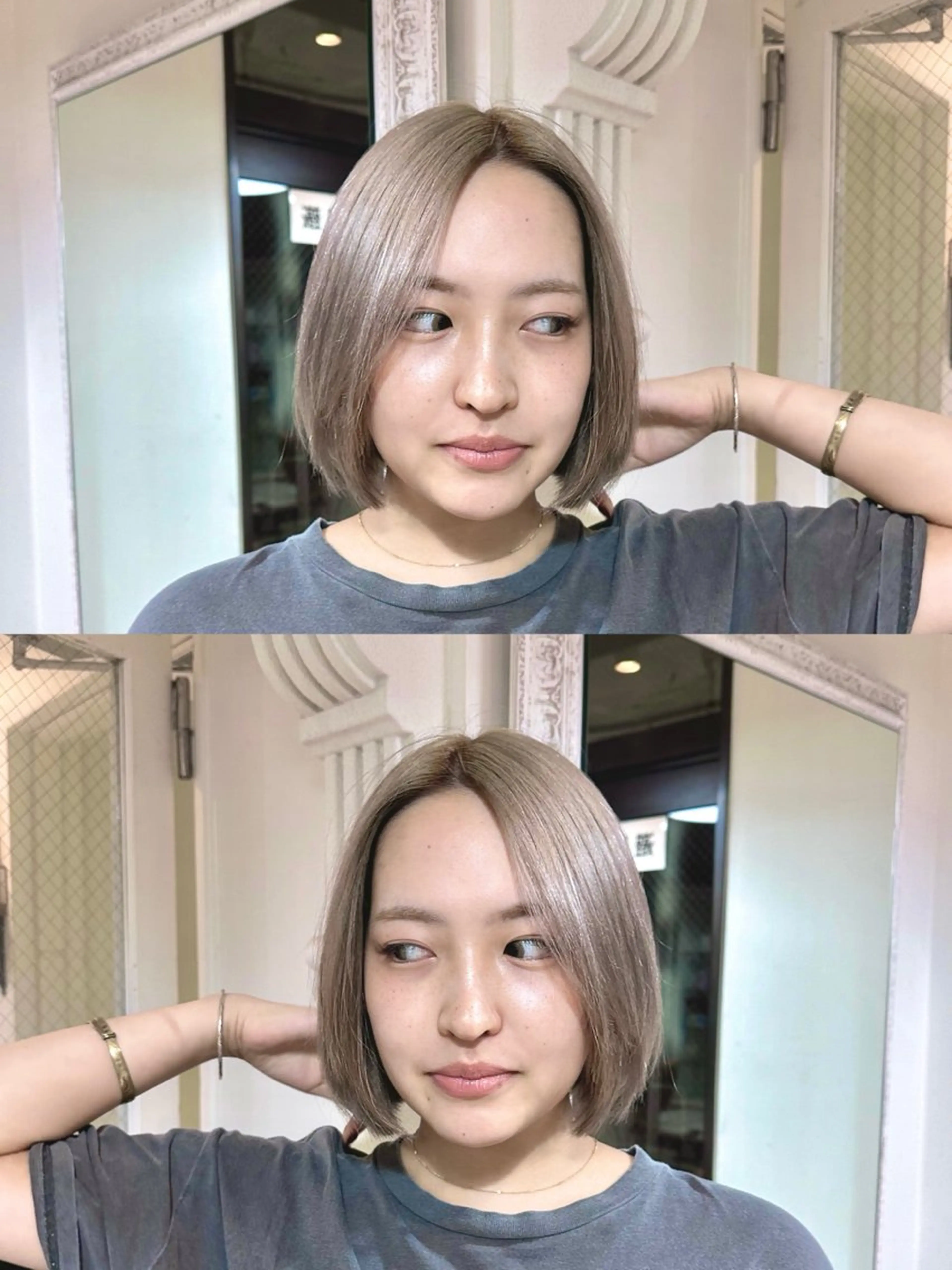 ミディアム カラー ブリーチ グレージュ オレンジ 髪質改善 髪質改善・艶髪カラー 🌷miku🌷のヘアスタイル