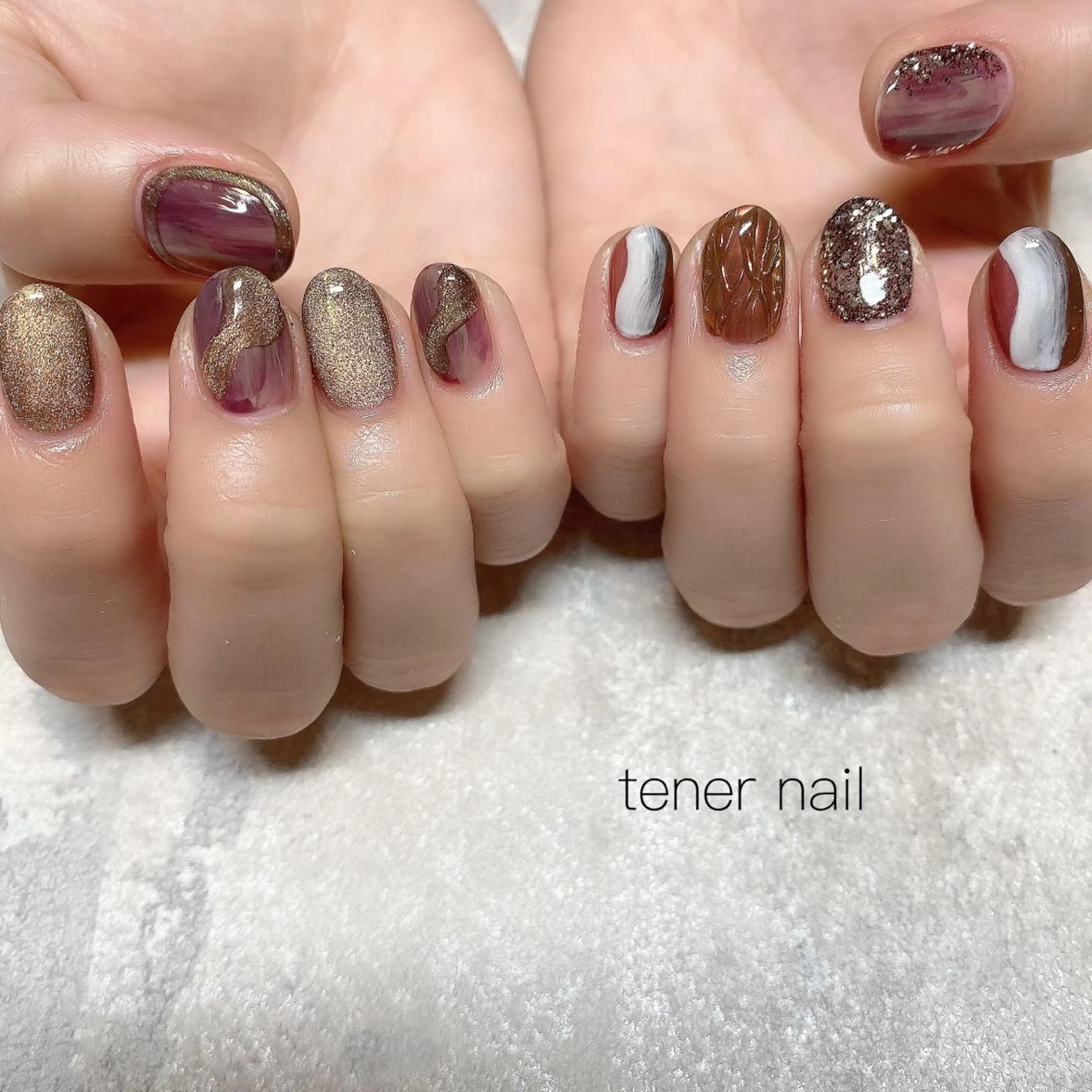 ネイル ブラウン ニュアンスネイル テネルネイル tener nailのネイルデザイン
