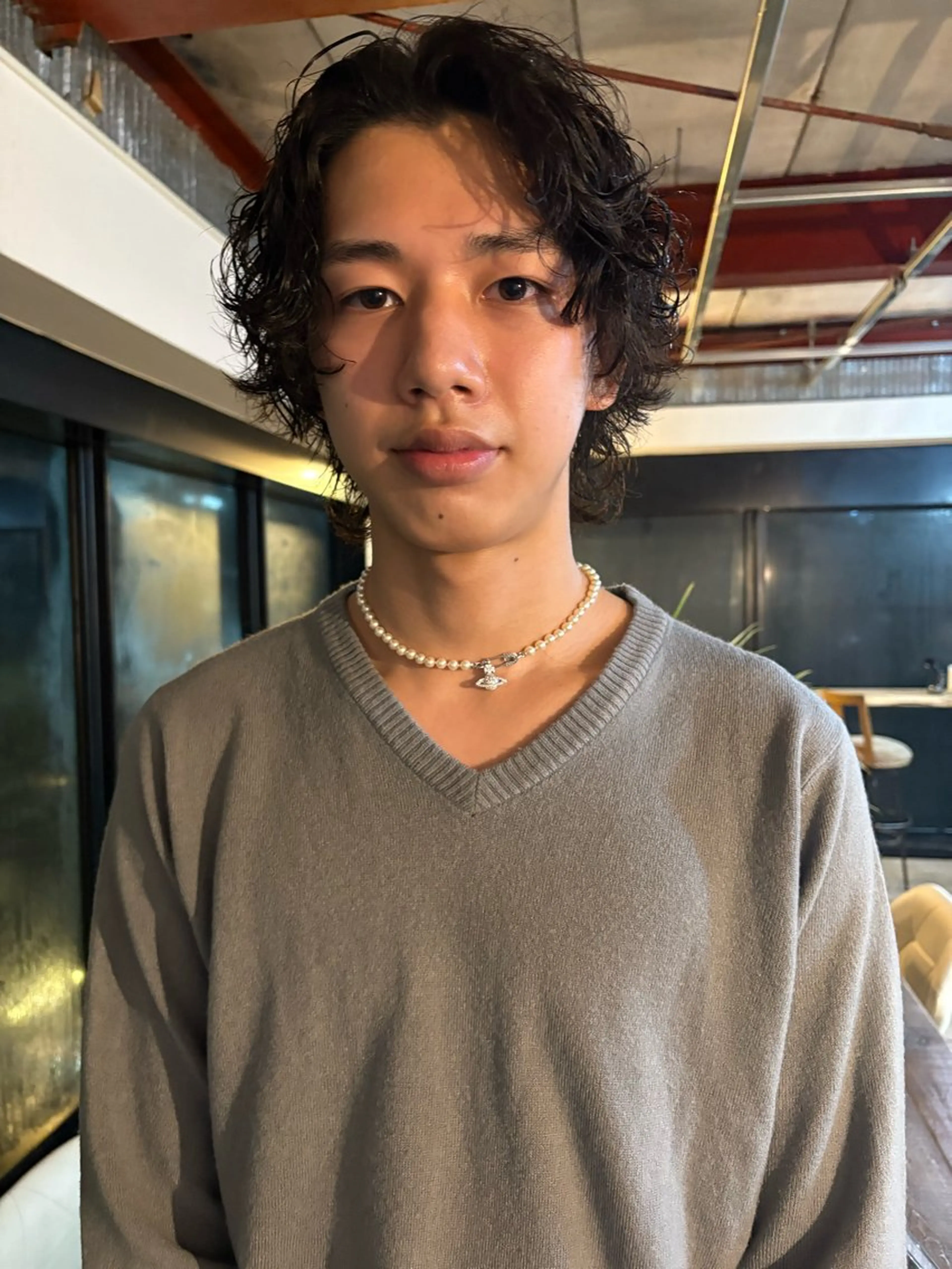 カラー パーマ メンズ カット ヘアカラー パーマ レイヤー ハイトーン/YUTOのヘアスタイル