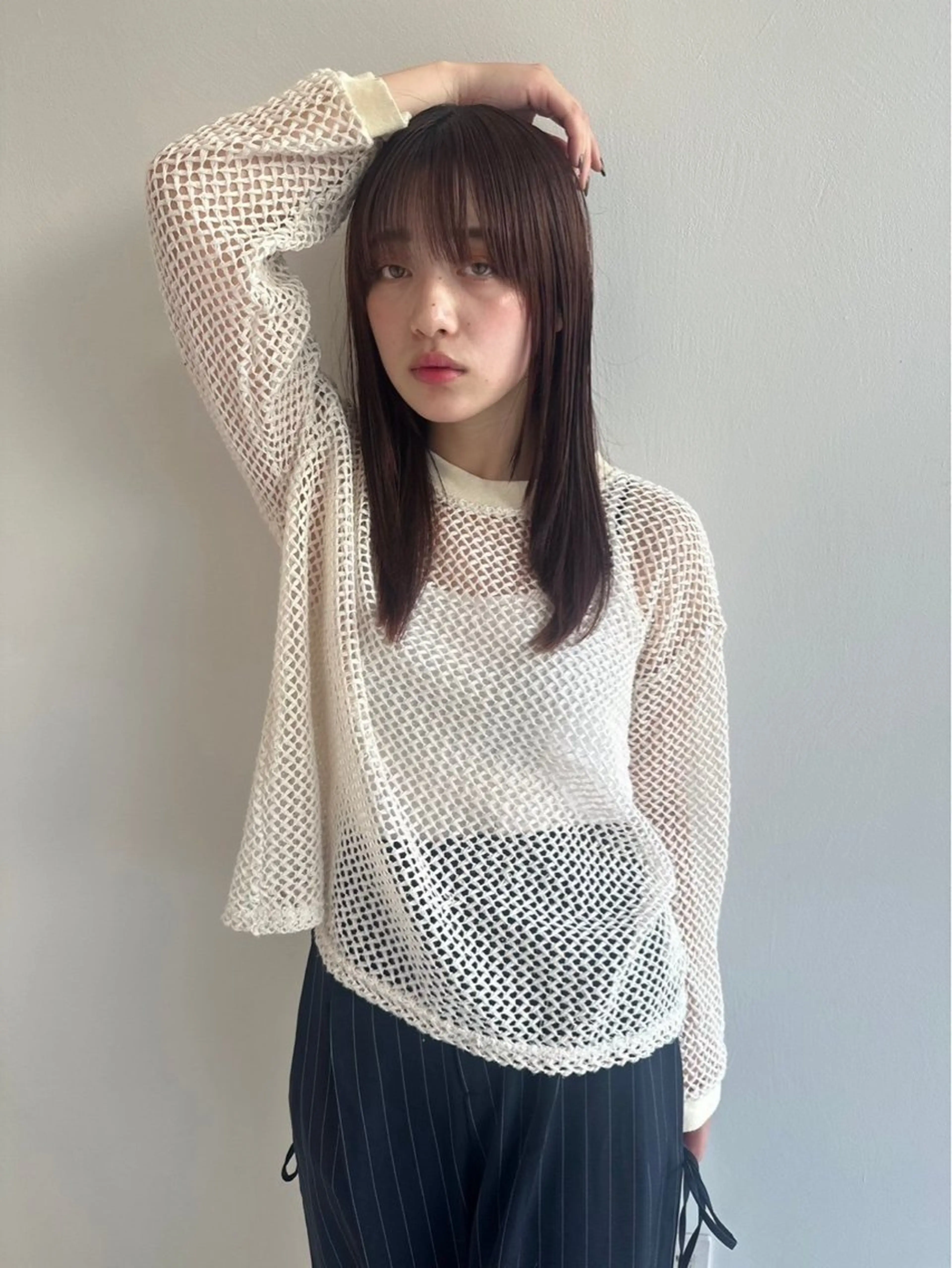 ロング カット 縮毛矯正 トリートメント ニュアンスパーマ/ レイヤー/茶屋町のヘアスタイル