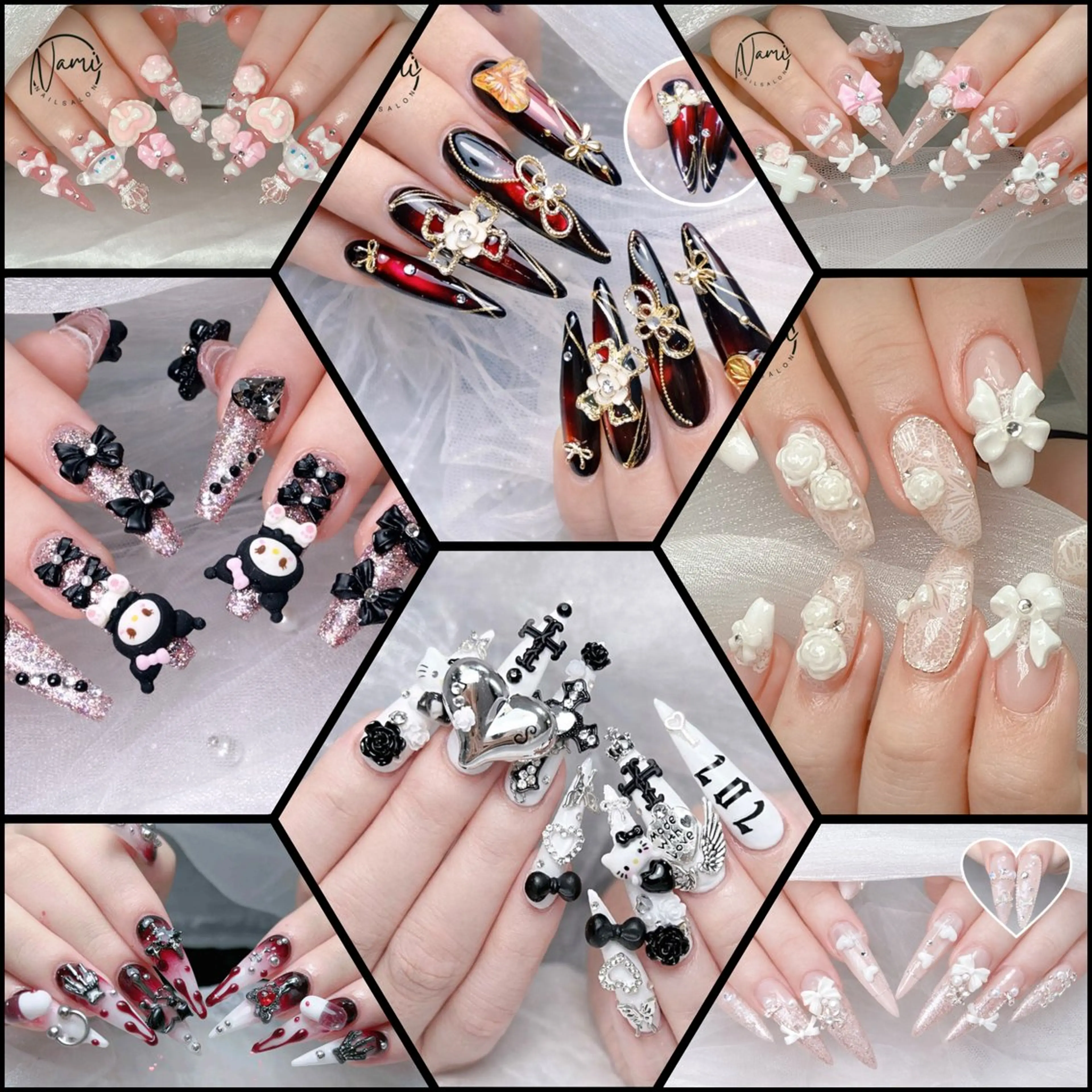 ネイル 長さ出し ガーリー 韓国ネイル ロングネイル 持ち込み ハンドネイル Nami nail salonのネイルデザイン