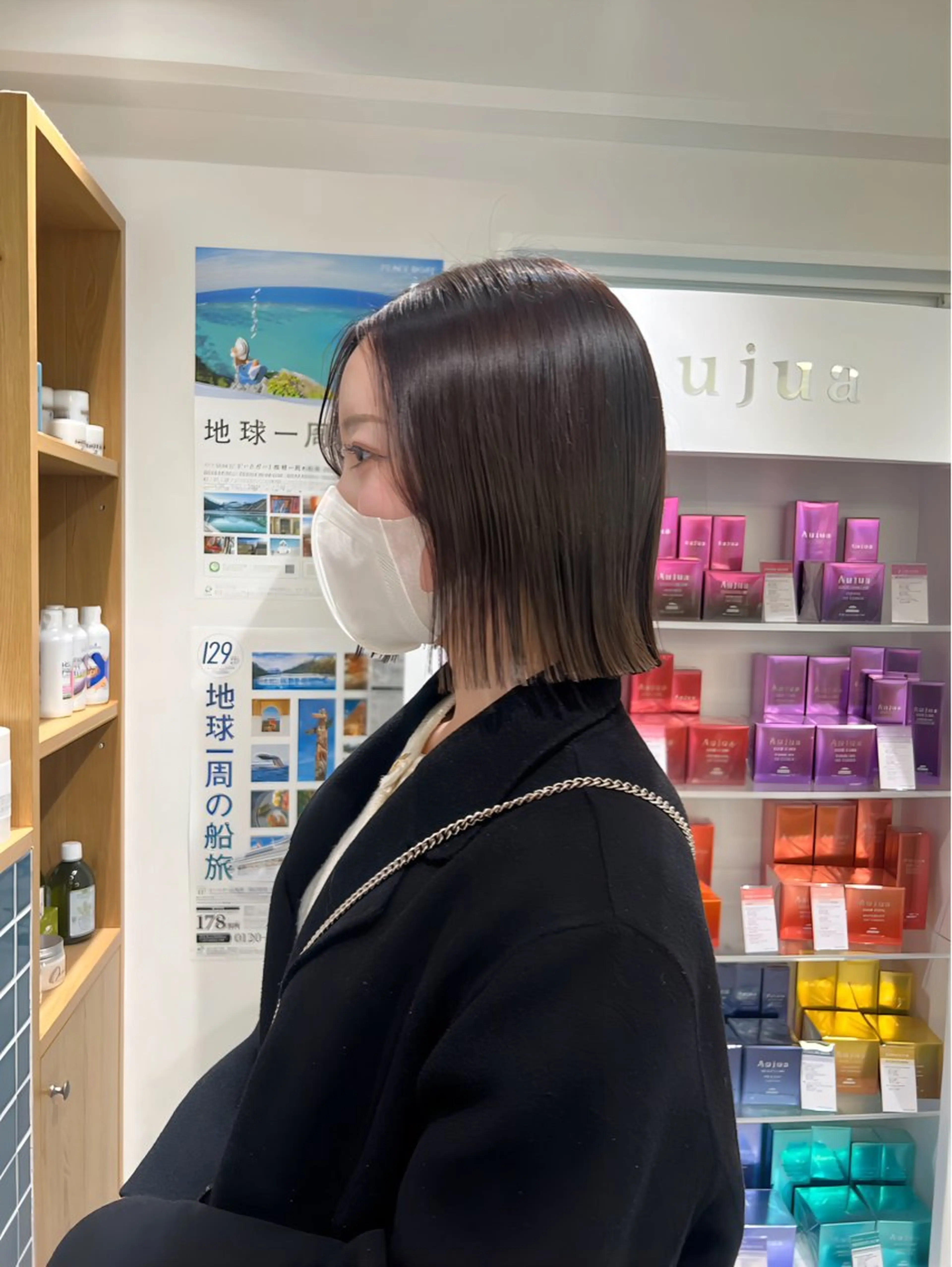 ミディアム カット ヘアカラー トリートメント 艶ベージュ/オリーブ カラー🫒airiのヘアスタイル