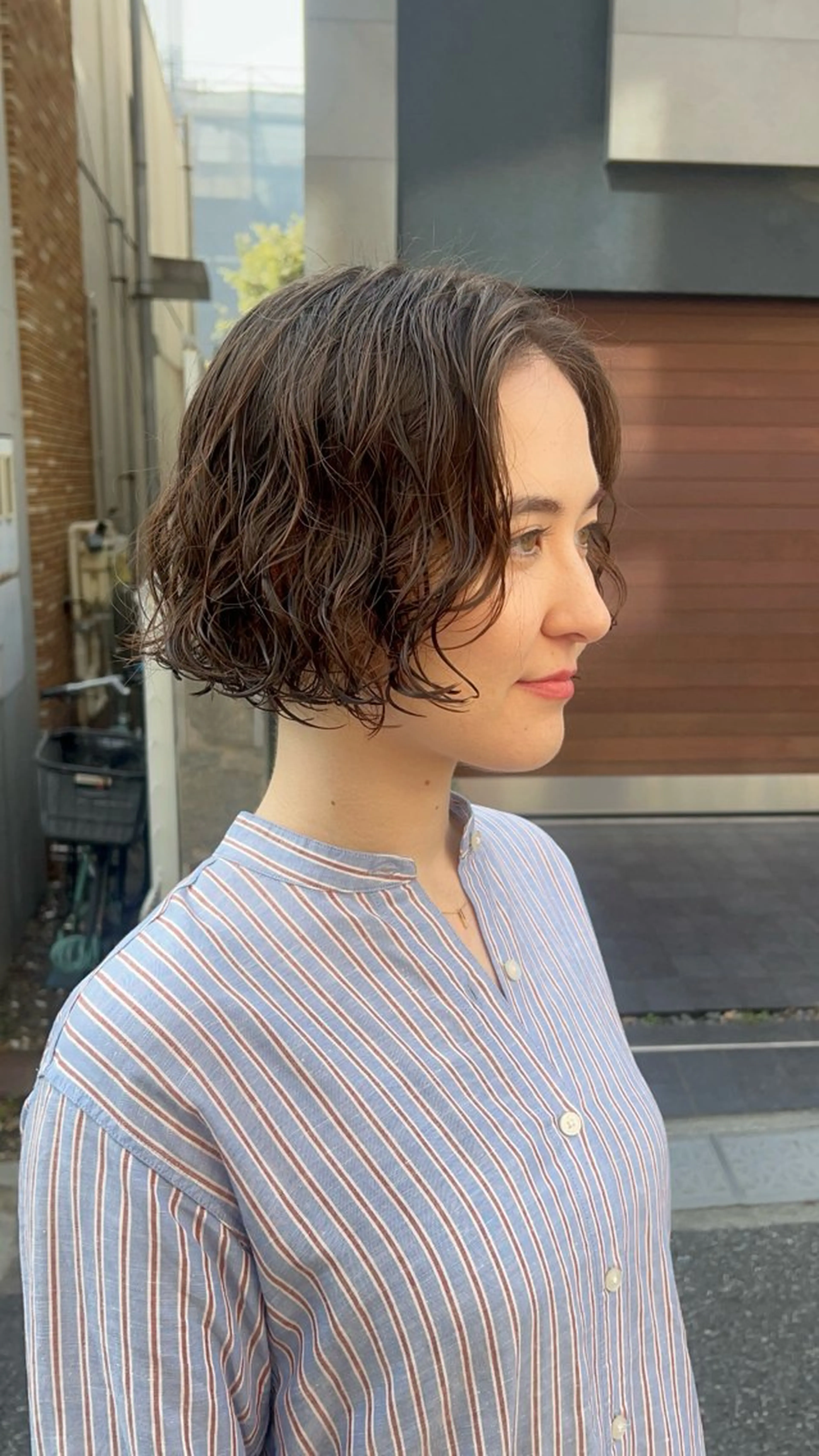 ミディアム ミディアムパーマ ボブ コテ巻き風パーマ SHONOのヘアスタイル