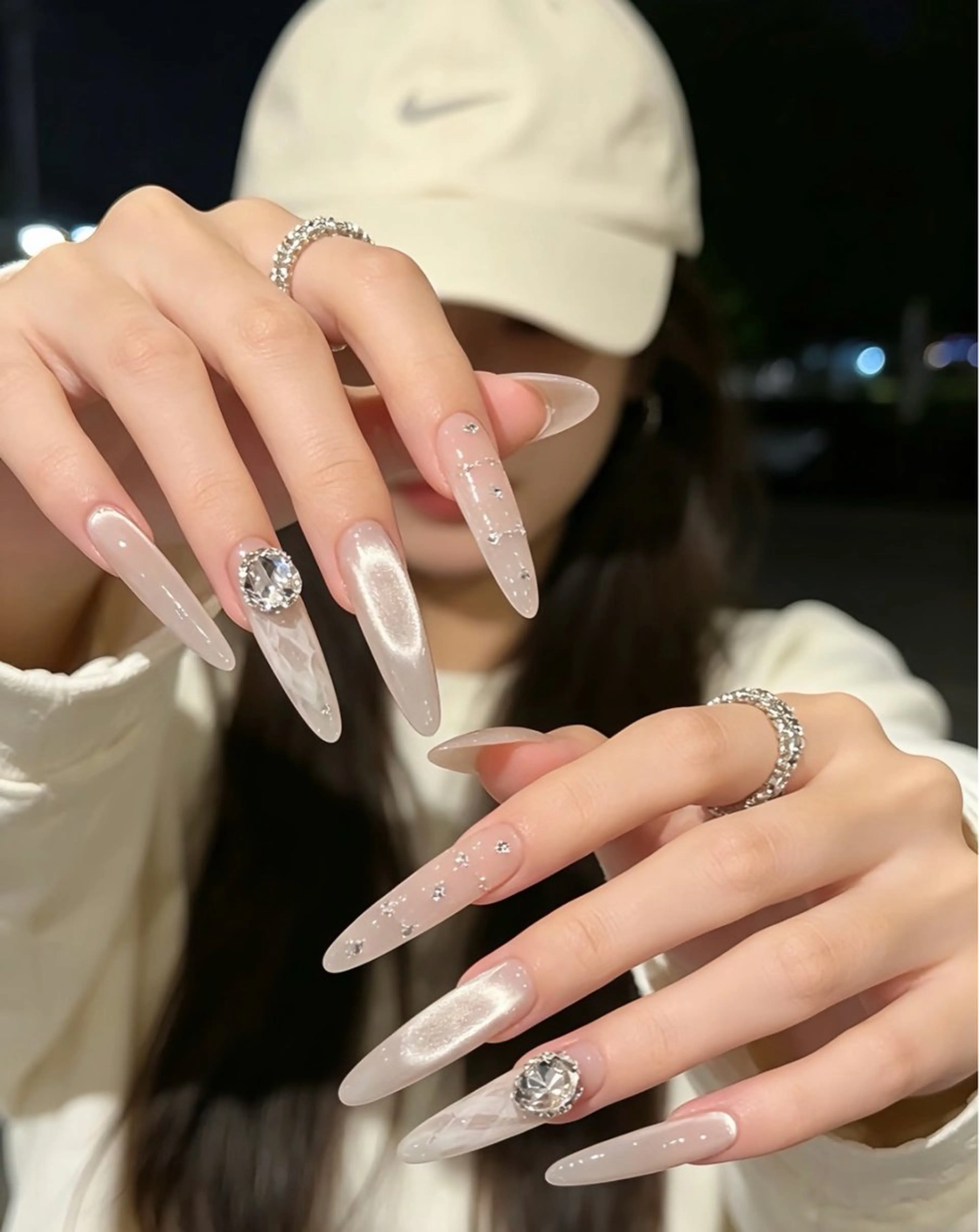 ネイル フレンチネイル キラキラネイル 韓国ネイル シンプルネイル ワンホンネイル ハンドネイル MEI Nailのネイルデザイン