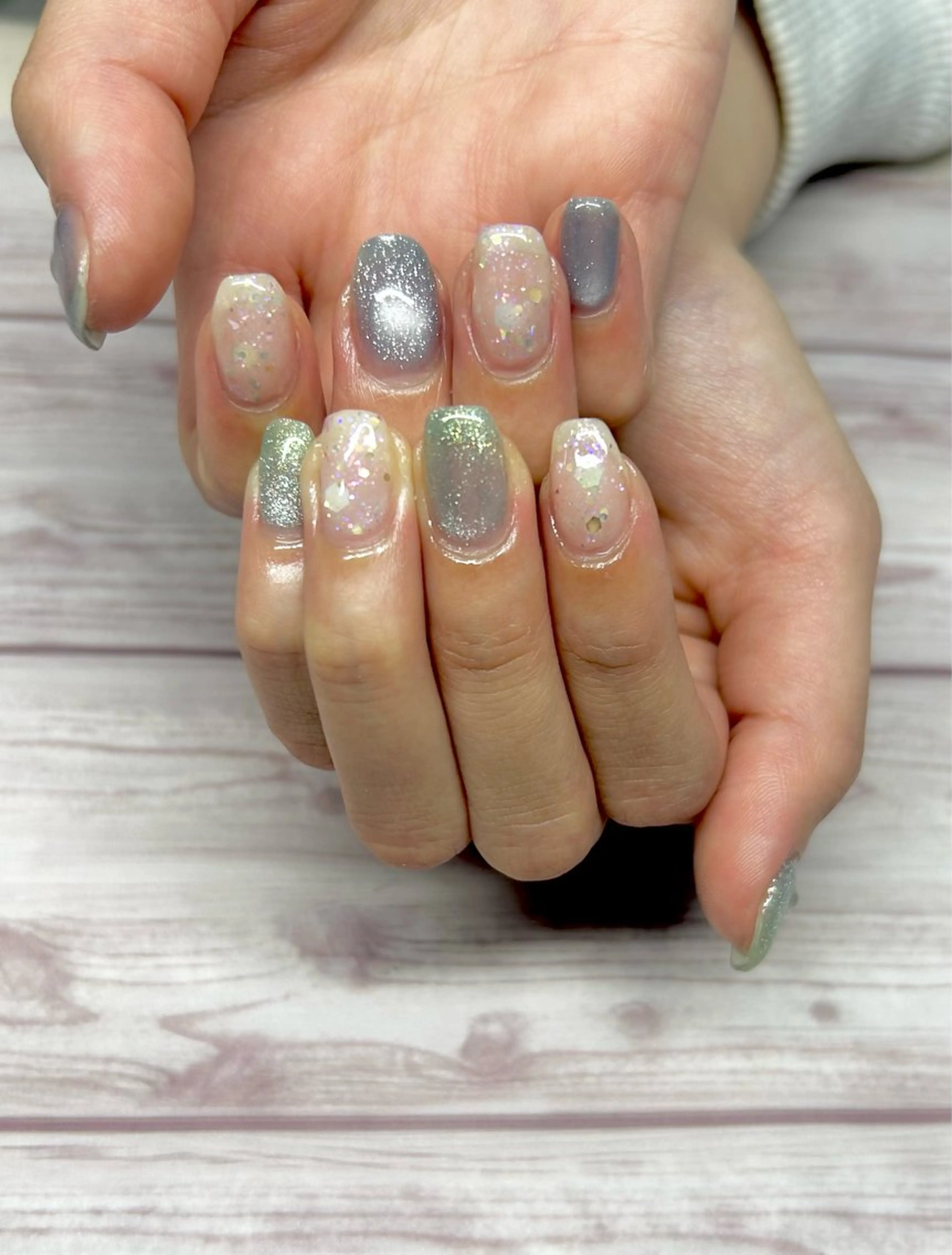 ネイル ラメ(グリッター) マグネットネイル ハンドネイル MYu Beauty Salon YURIのネイルデザイン