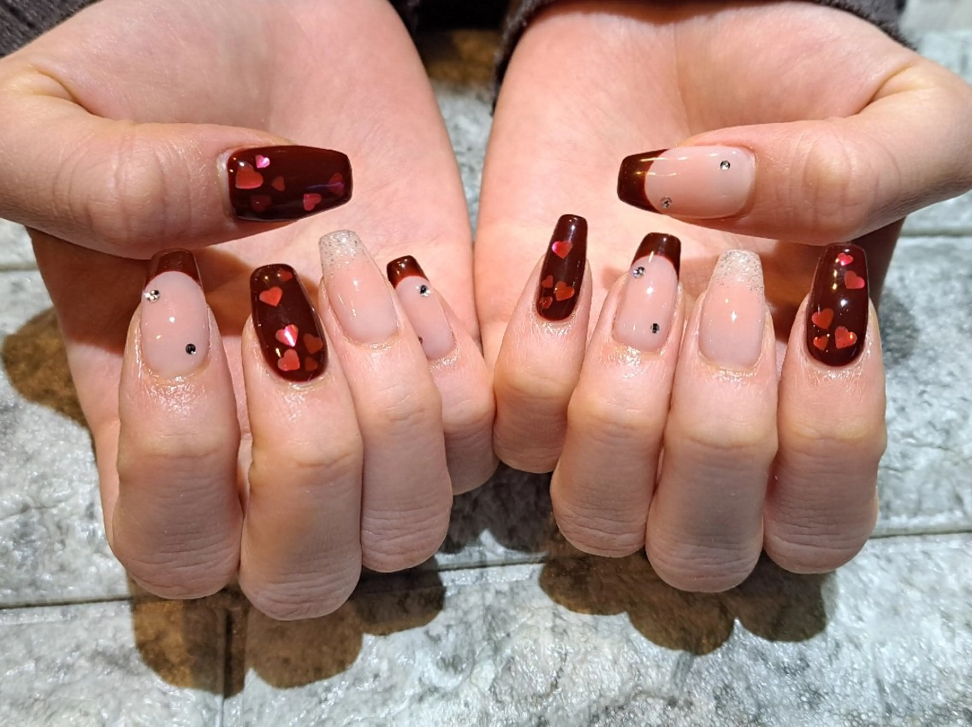ネイル バレンタイン ハンドネイル RounGe町田店 🧸大谷のネイルデザイン
