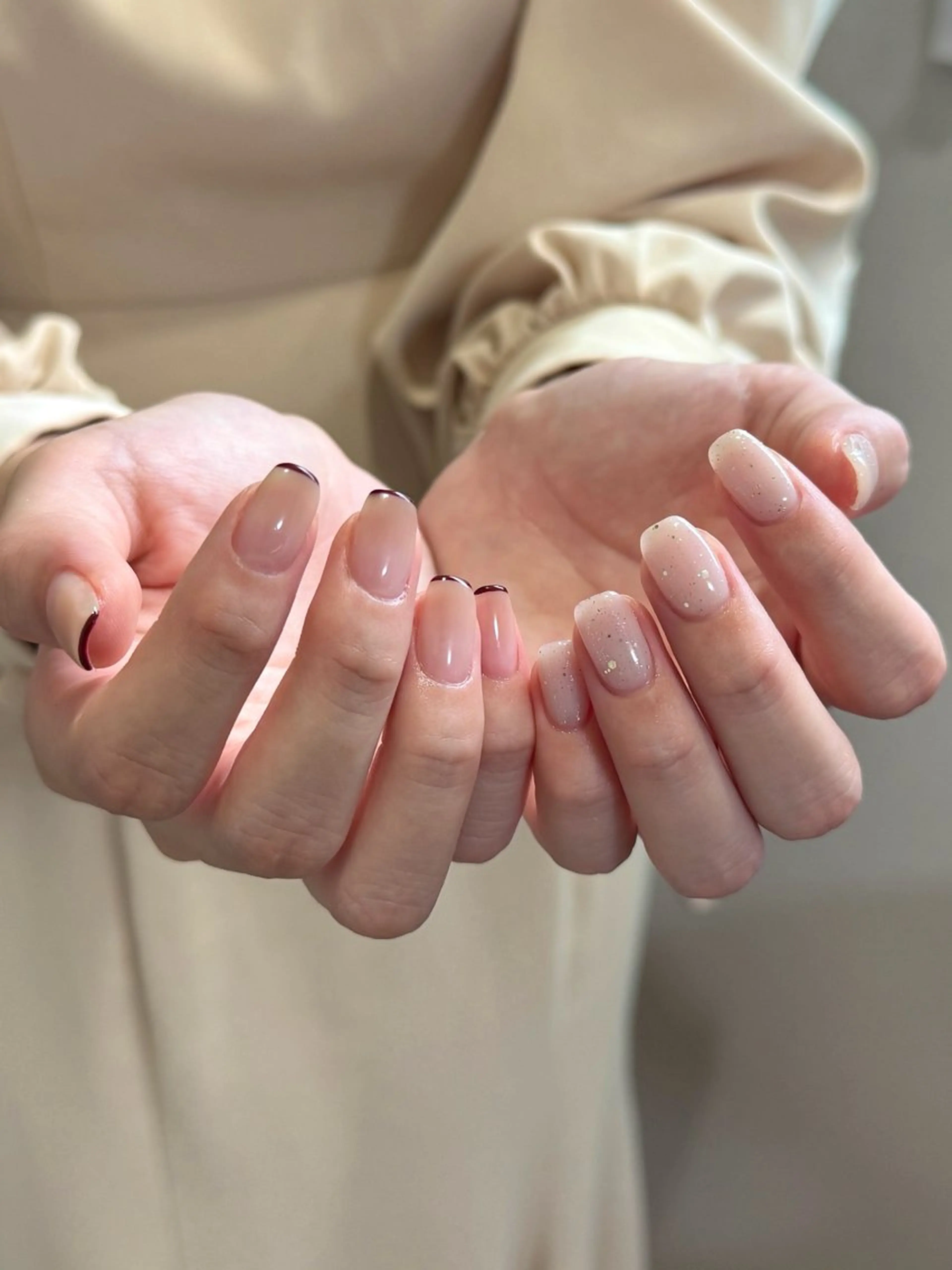 ネイル ボルドー フレンチネイル ハンドネイル pointillé .ayaのネイルデザイン