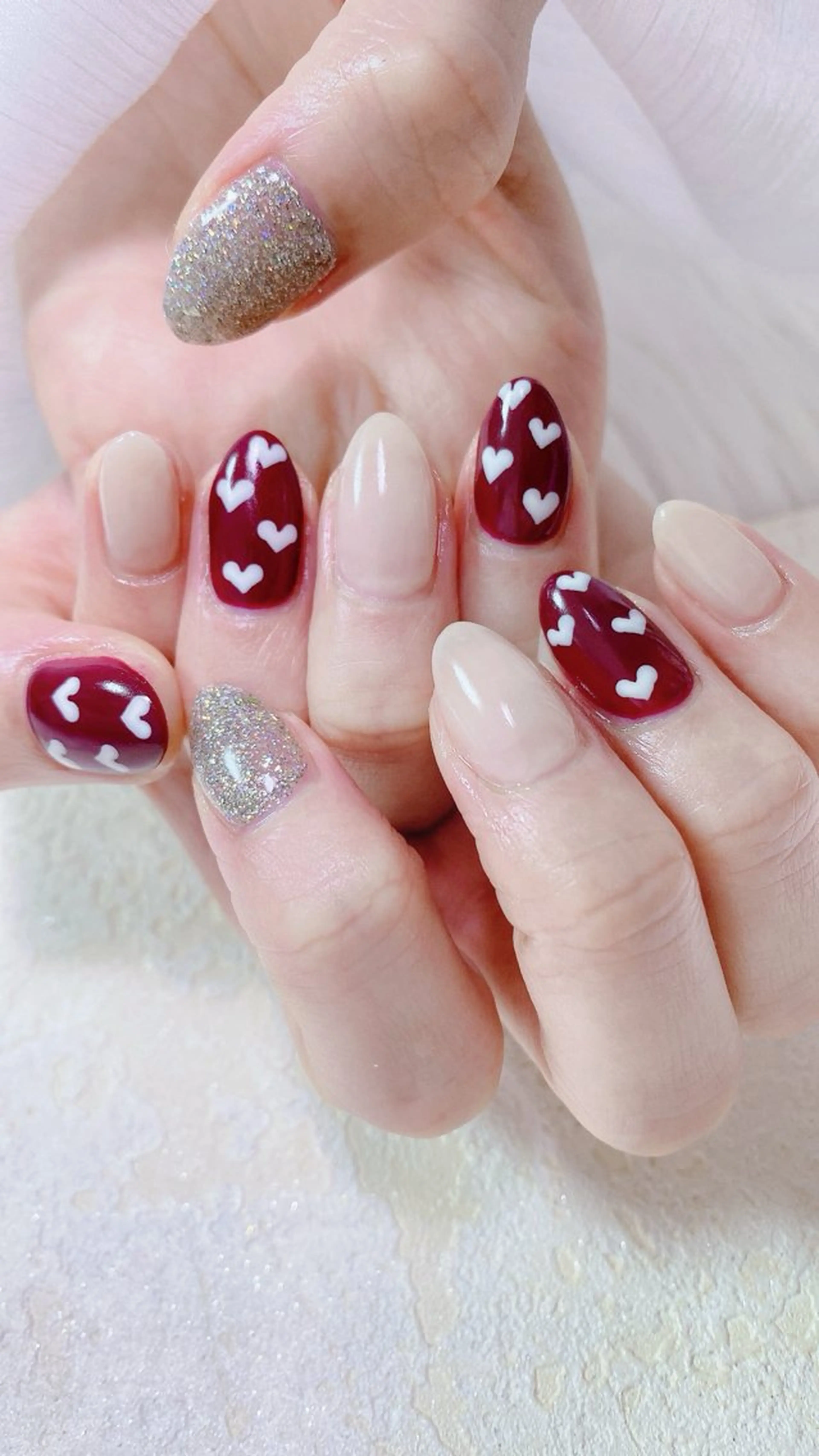 ネイル チークネイル フレンチネイル グラデーション ハート マグネットネイル オーシャン スカルプネイルサロンのネイルデザイン