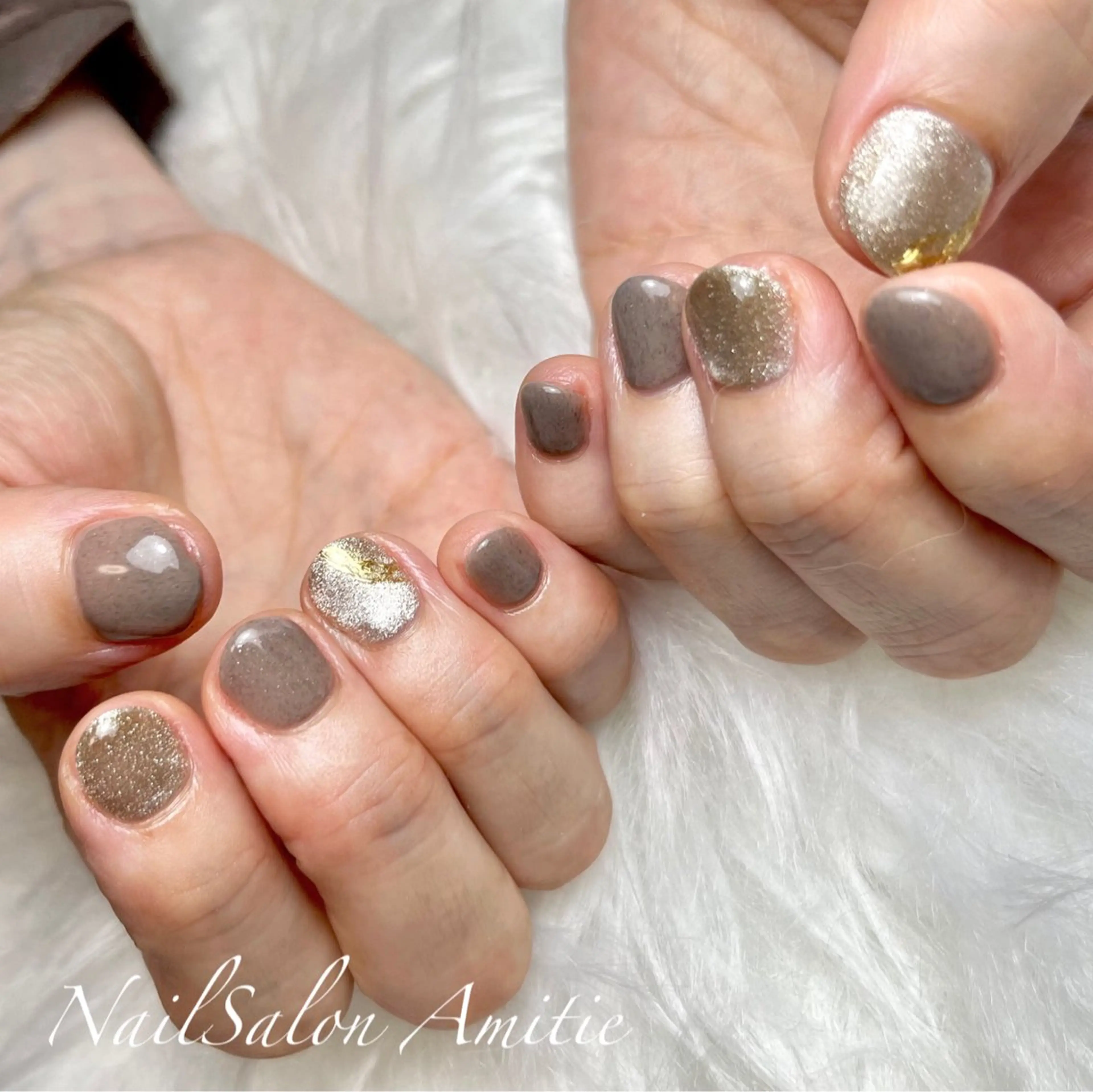 ネイル 冬ネイル ハンドネイル NailSalon Amitieのネイルデザイン