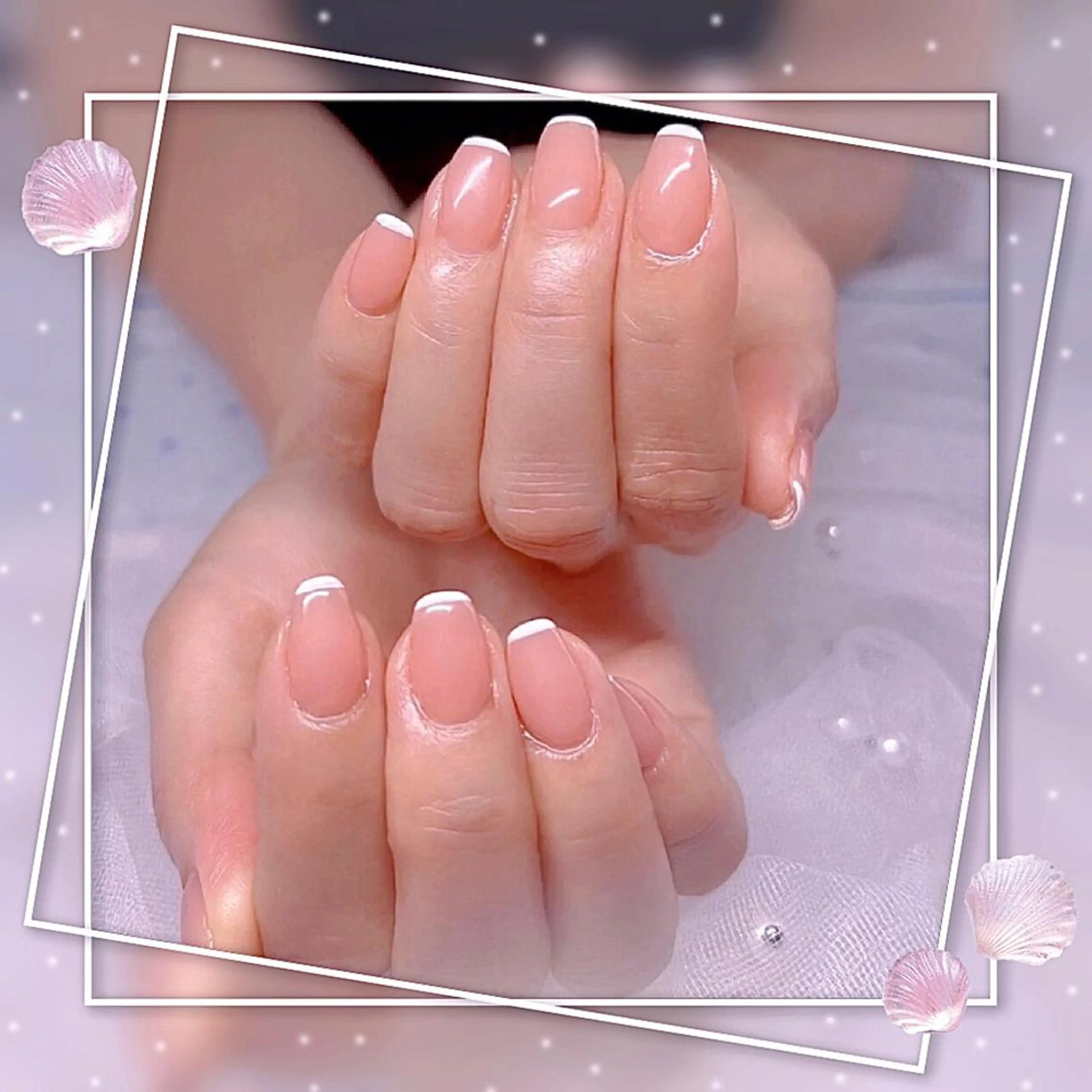 ネイル フレンチネイル キラキラネイル 韓国ネイル マグネットネイル マグネットフレンチ Chill Nailsalonのネイルデザイン