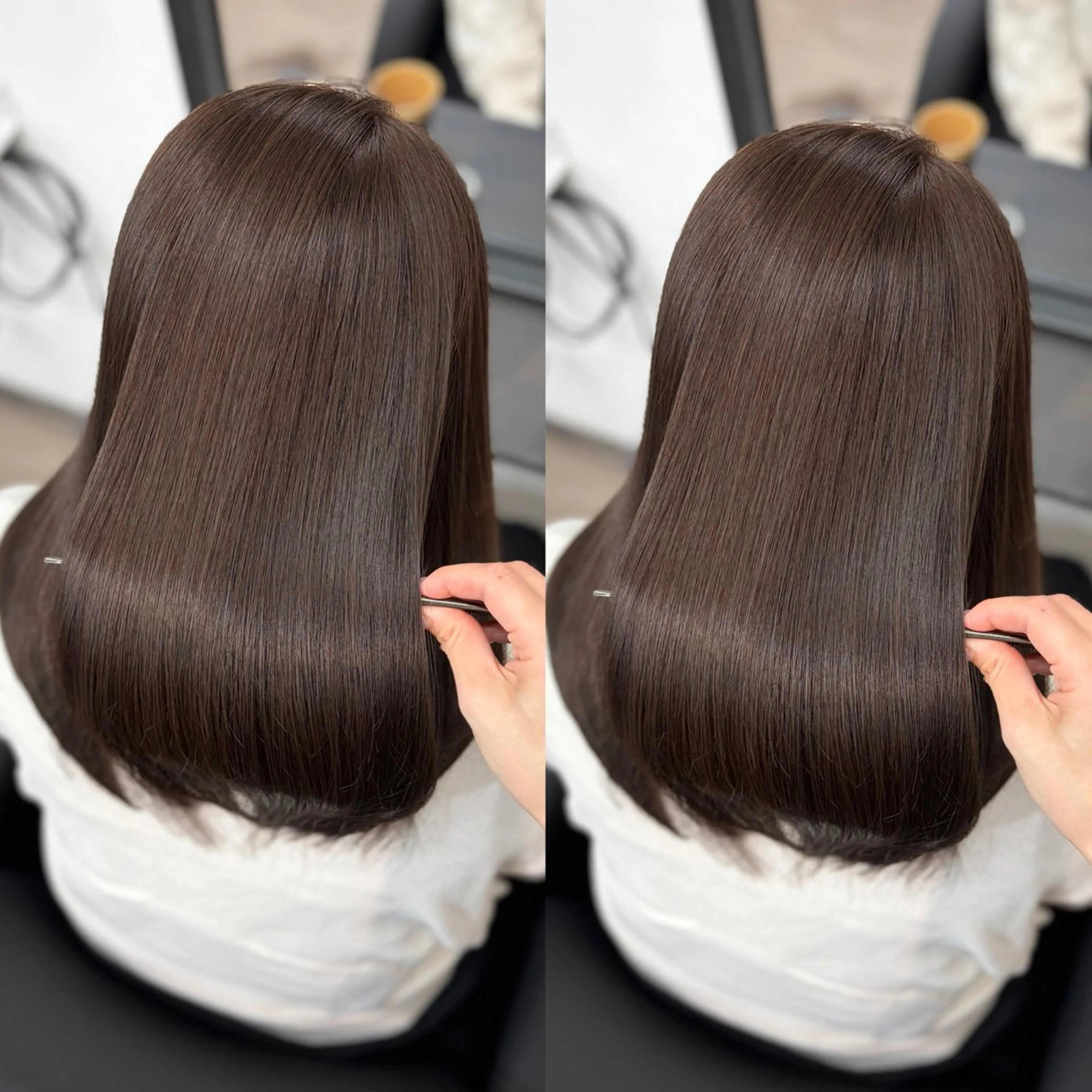 ミディアム カット ヘアカラー トリートメント 🫧艶髪レイヤー/韓 国ボブ💎石川遥💎のヘアスタイル