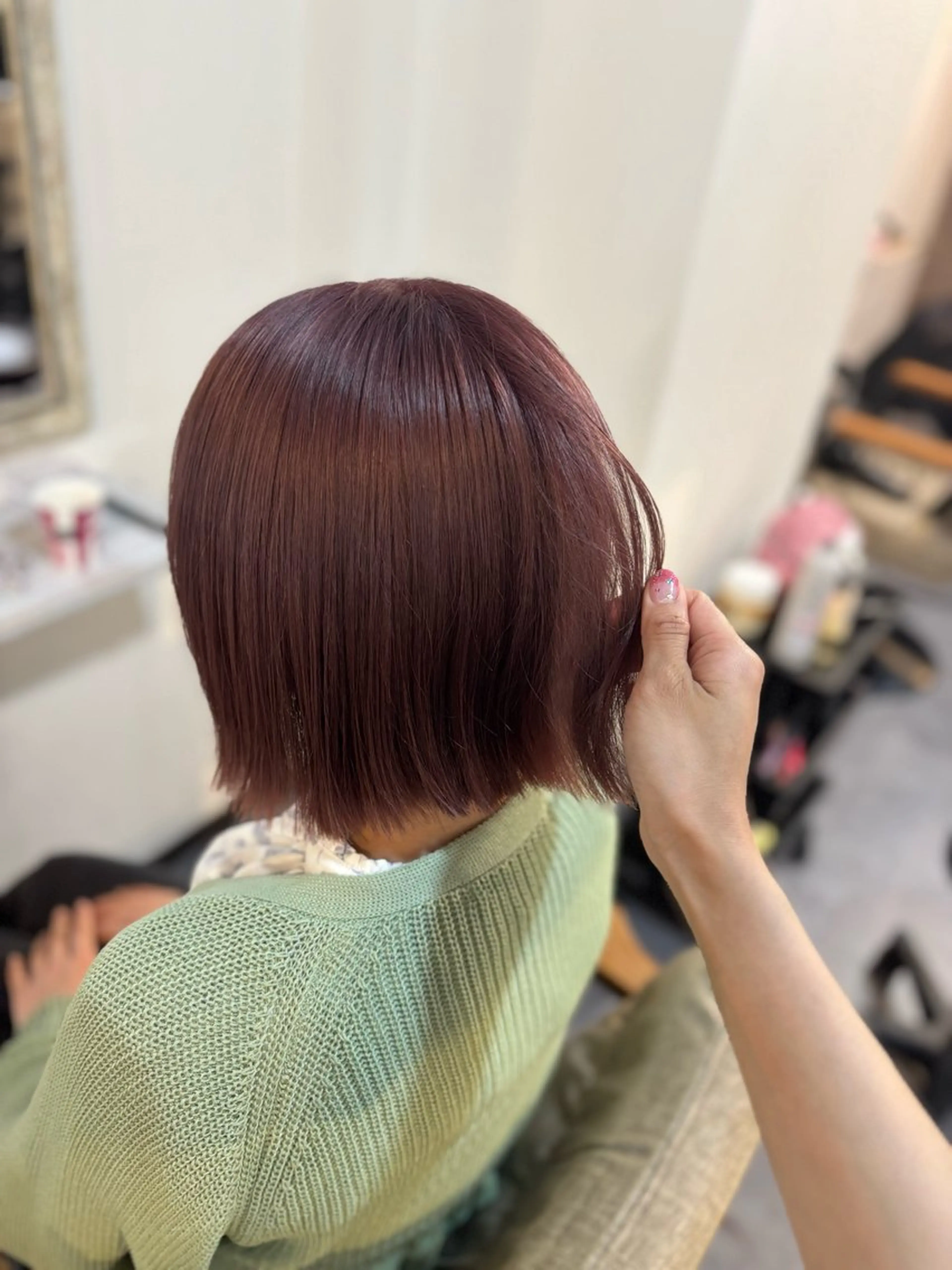 ショート カラー ベージュカラー ブリーチ ピンクカラー ピンクベージュ ヘアカラー Sherry/R 三川町　山本なつみのヘアスタイル