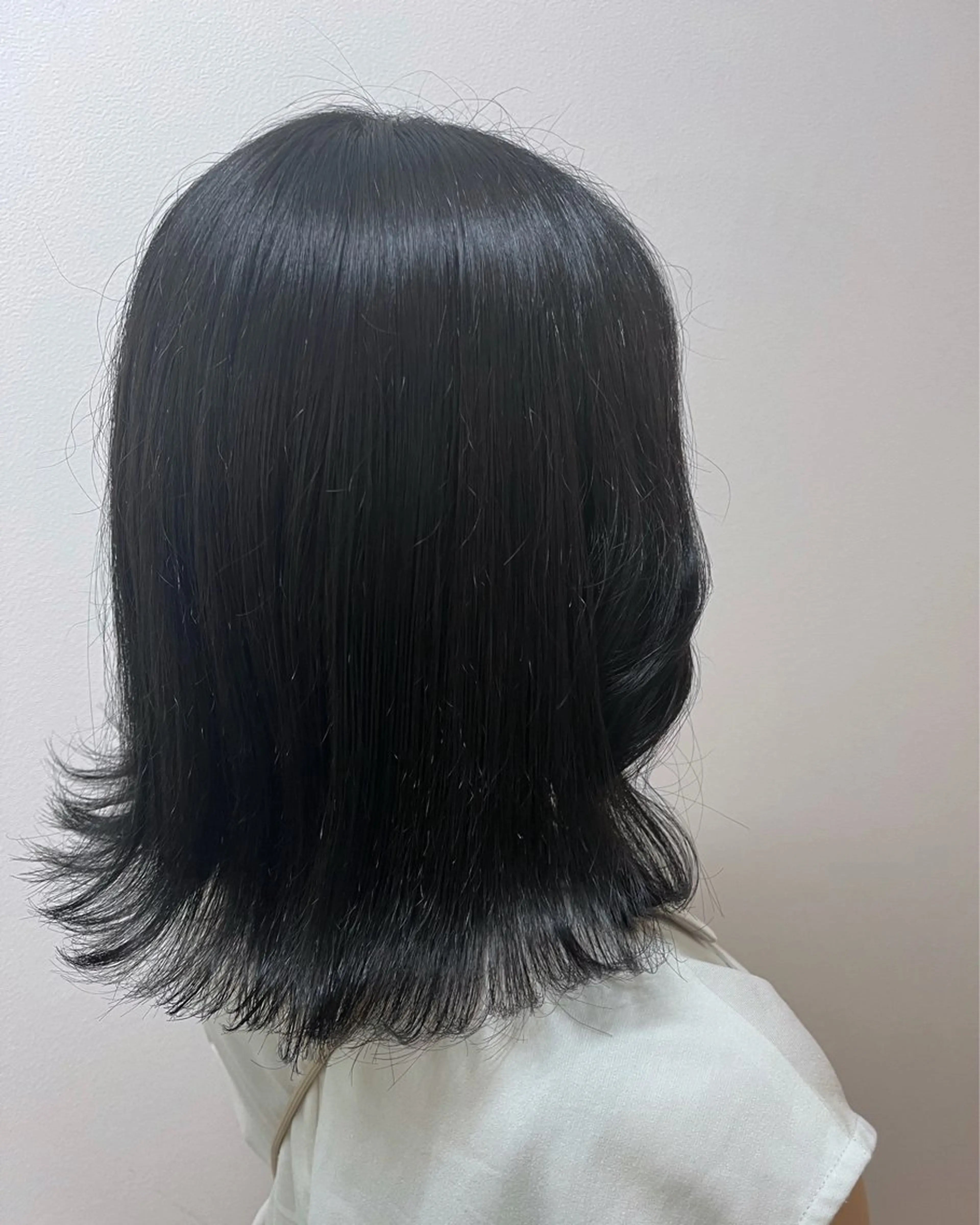 ミディアム カラー 黒髪 ブルーカラー ブルーブラック 𝒩𝑜𝓃𝑜 / lenahcARIAのヘアスタイル