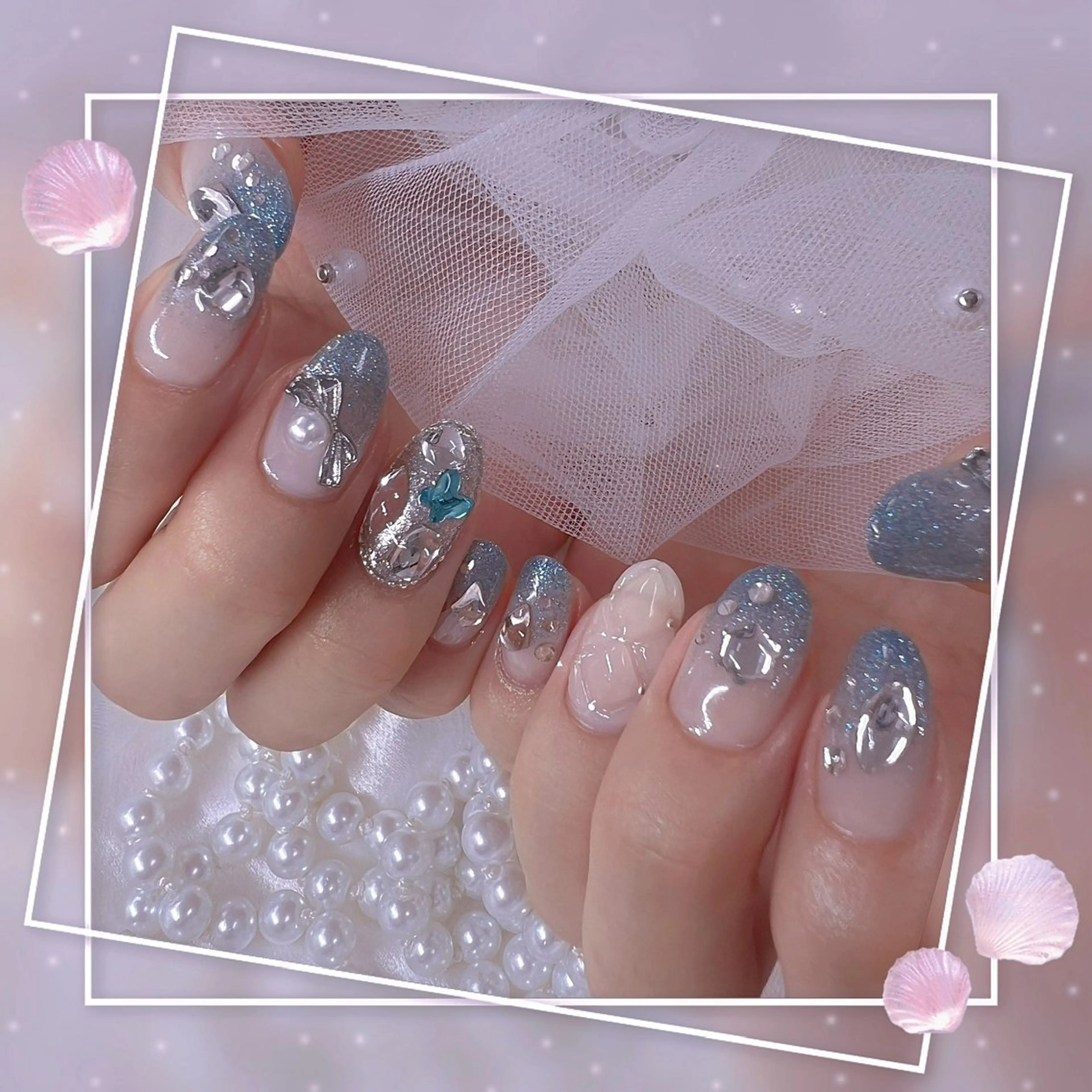 ネイル チークネイル フレンチネイル グラデーション マグネットネイル マグネットフレンチ ハンドネイル Chill Nailsalonのネイルデザイン