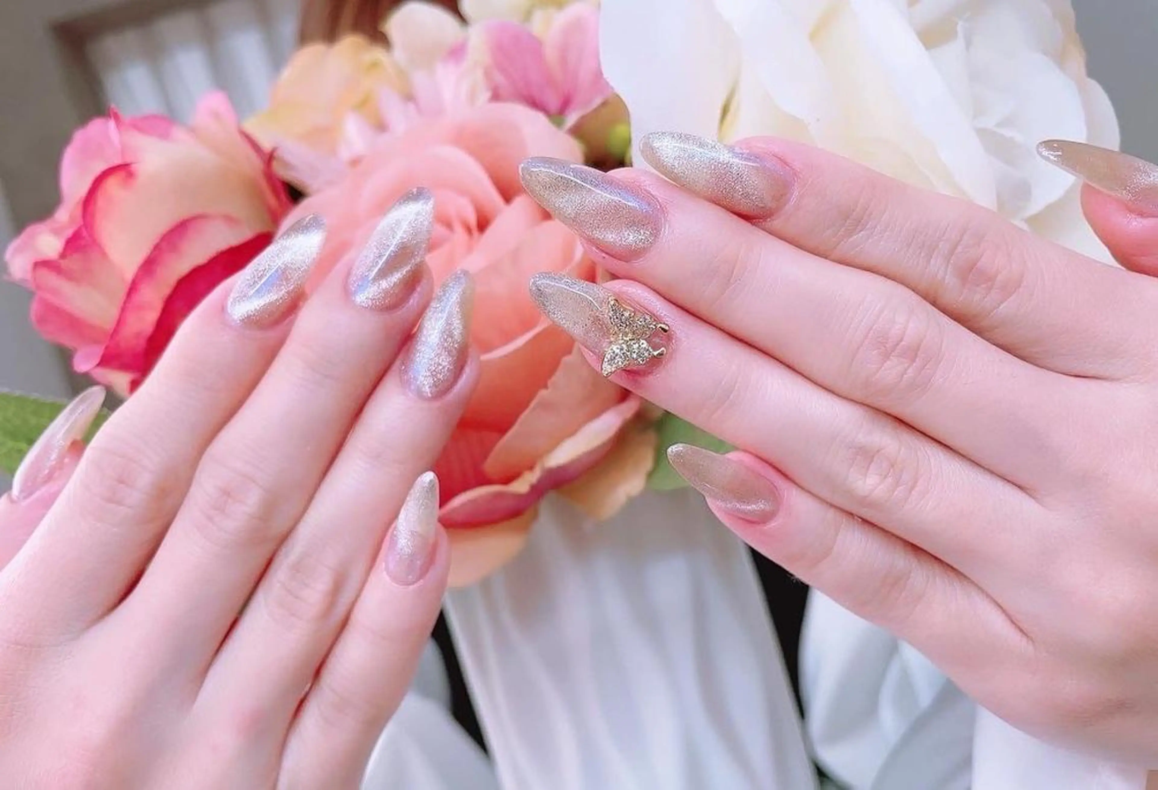 ネイル 入学式 ジェルネイル 卒業式 キラキラネイル ロングネイル Lilas Nailのネイルデザイン