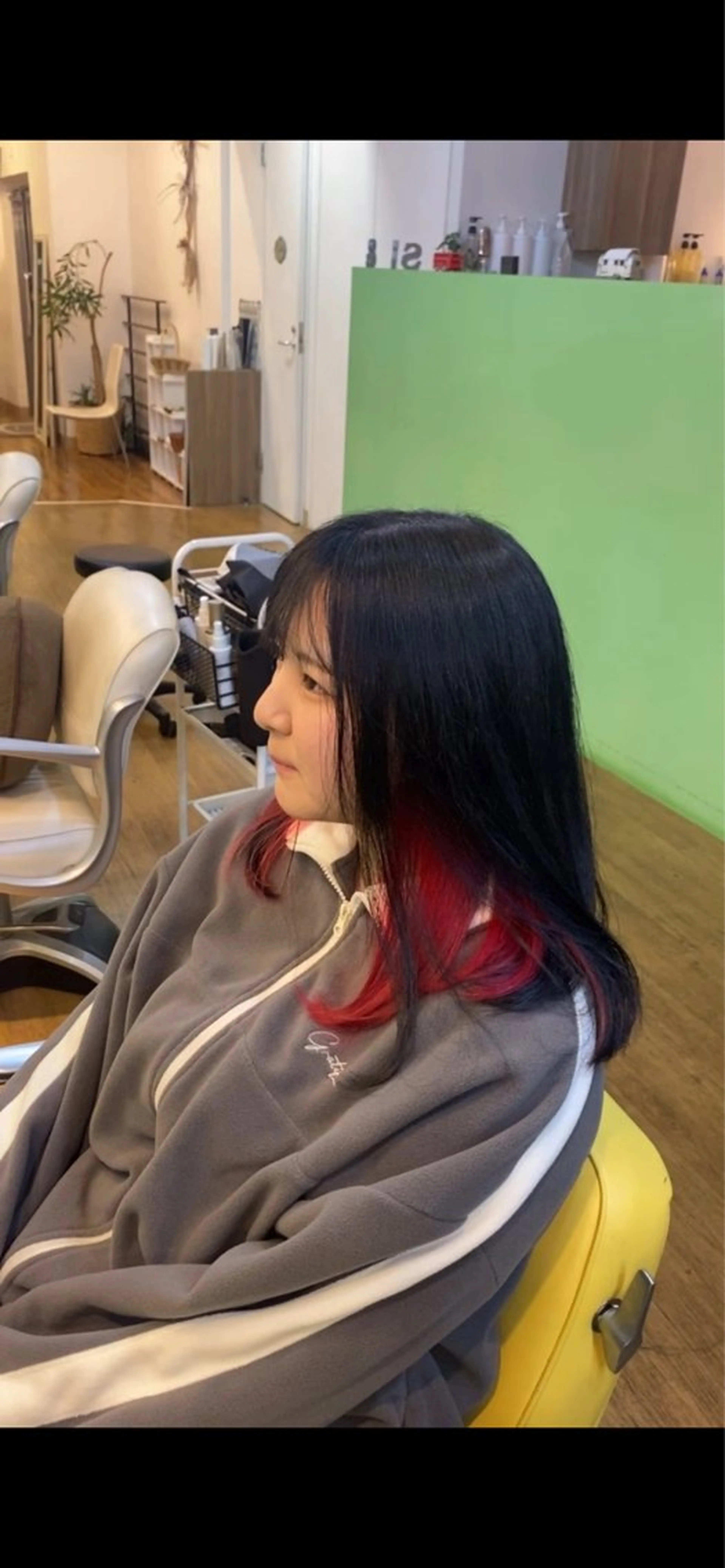 セミロング カラー ヘアアレンジ 黒髪 ブルーカラー ブルーブラック インナーカラー レッドカラー 大塚メンズカット エシカル🌱松原大将のヘアスタイル