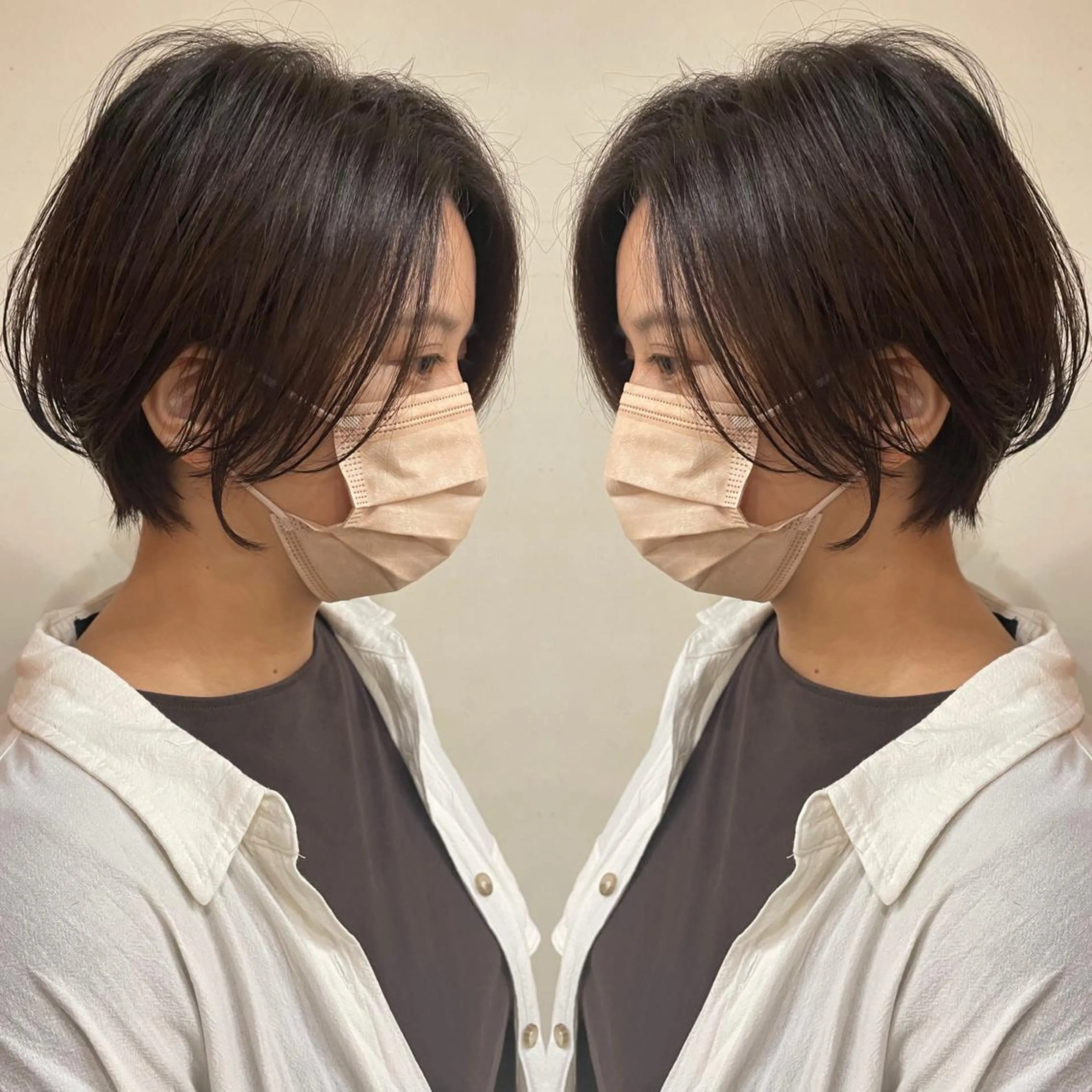 ショート カラー ショートボブ ハンサムショート 丸みショート デザインカラー ハイライトカラー カット ヘアカラー トリートメント 京都大人女性ショート 徒歩1分/秋山のヘアスタイル