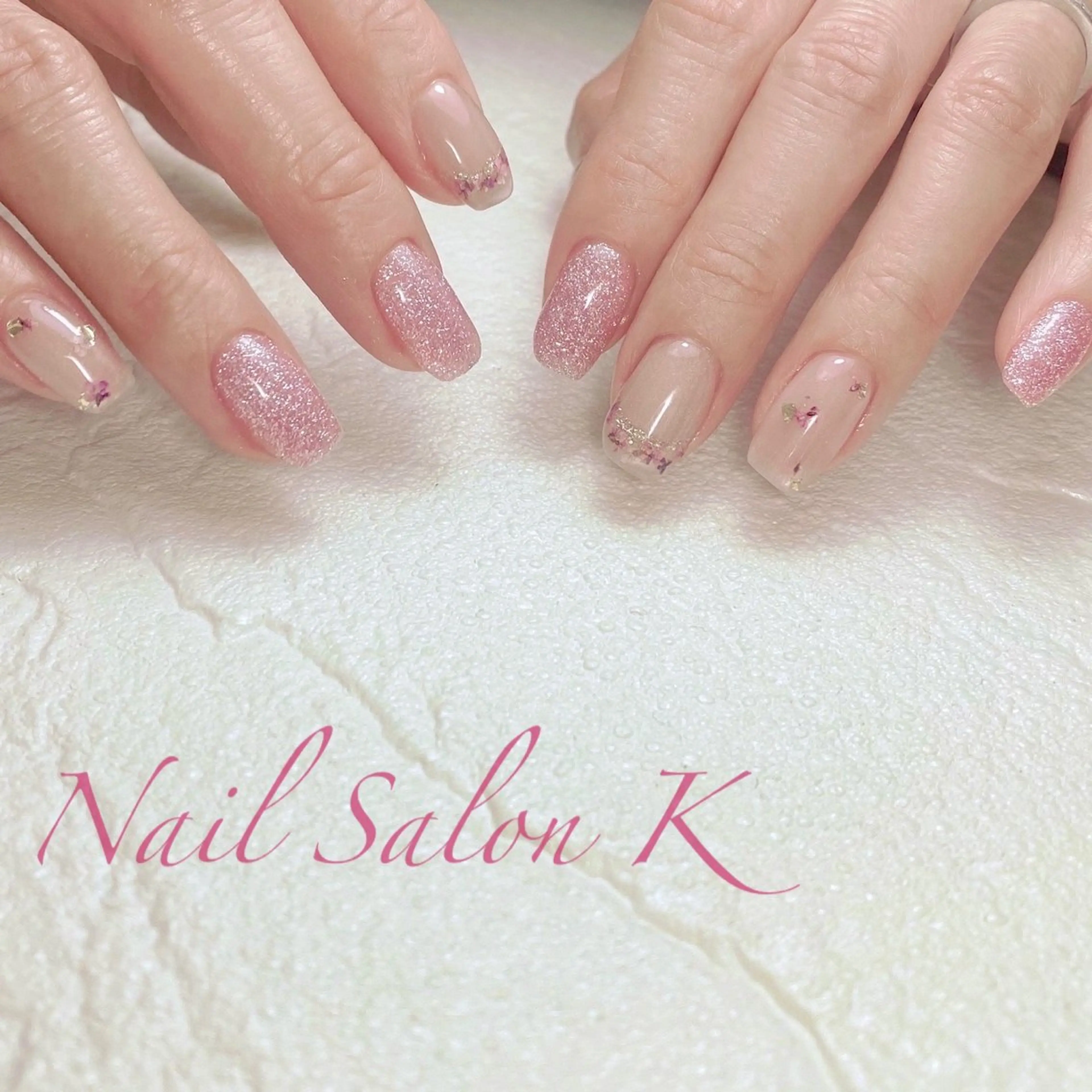 ネイル フラッシュネイル マグネットネイル ピンク ハンドネイル Nail Salon K 🧸美爪育成のネイルデザイン