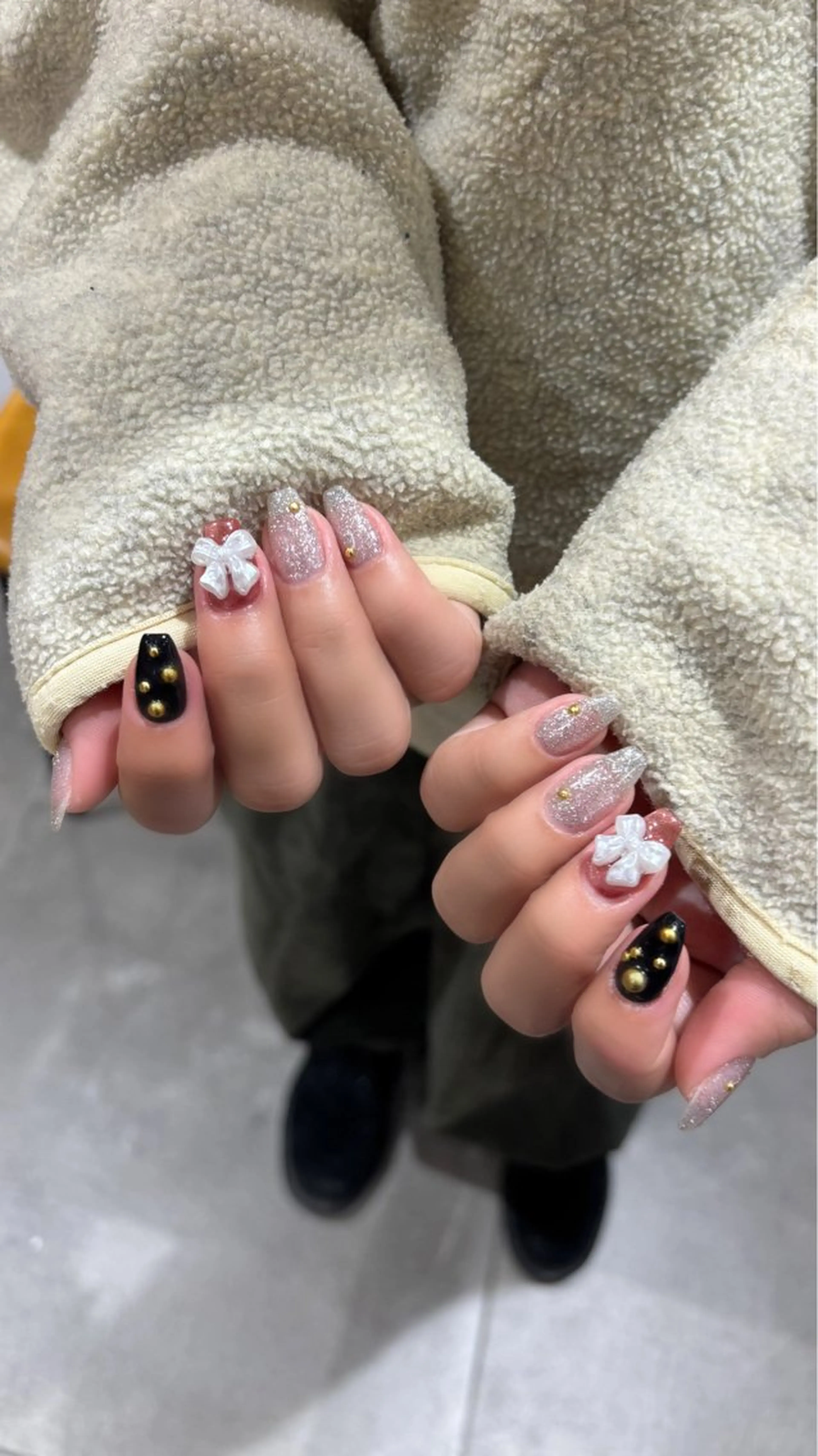 メンズ ネイル ボルドー ネイビー シルバー ハンドネイル 山田 美羽のネイルデザイン