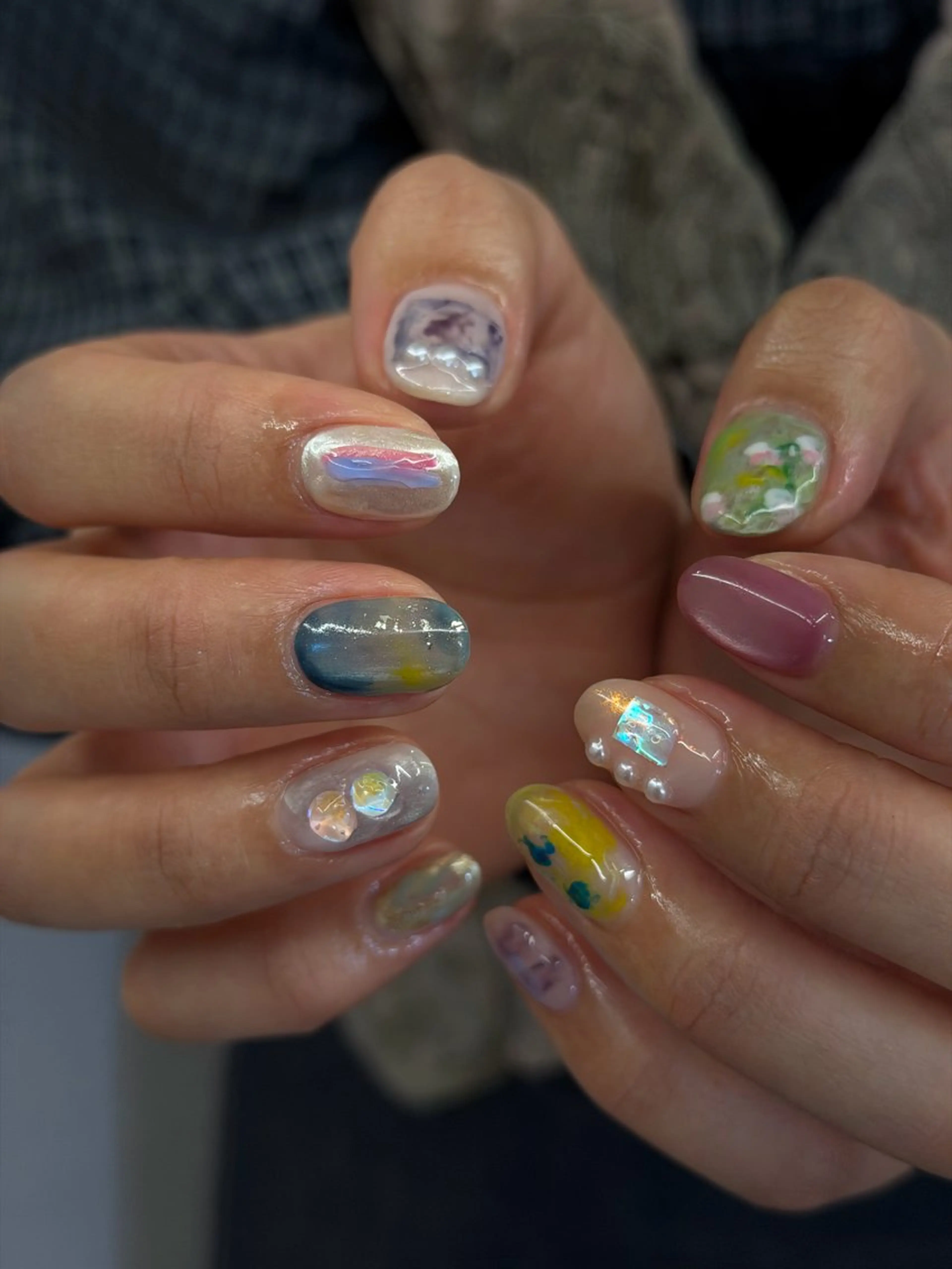 ネイル オーロラネイル ジェルネイル マグネットネイル ニュアンスネイル パラジェル ハンドネイル ハンドケア Bana_ Nailのネイルデザイン