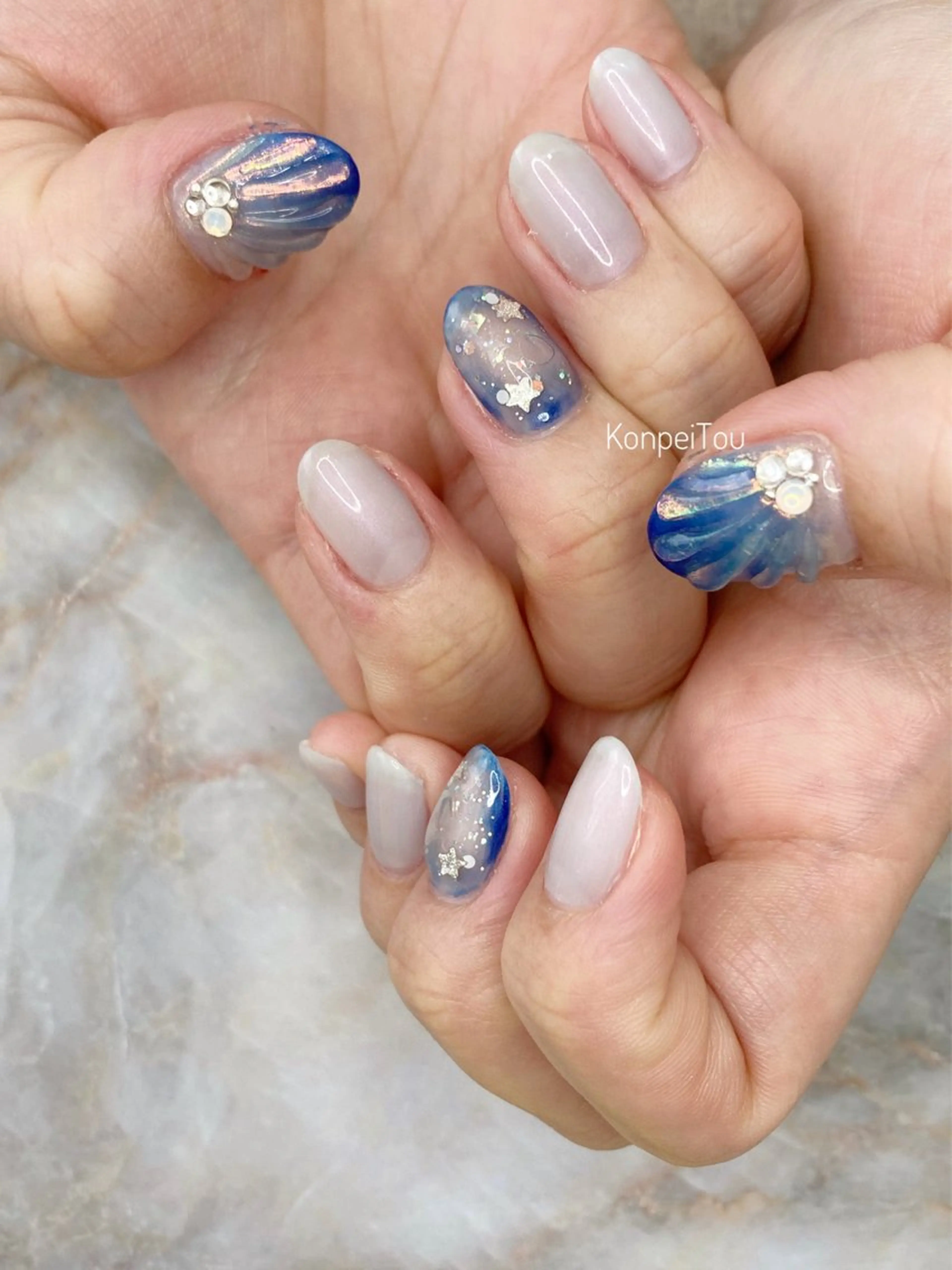 ネイル アートネイル 夏ネイル ハンドネイル おうちのネイルサロン KonpeiTouのネイルデザイン