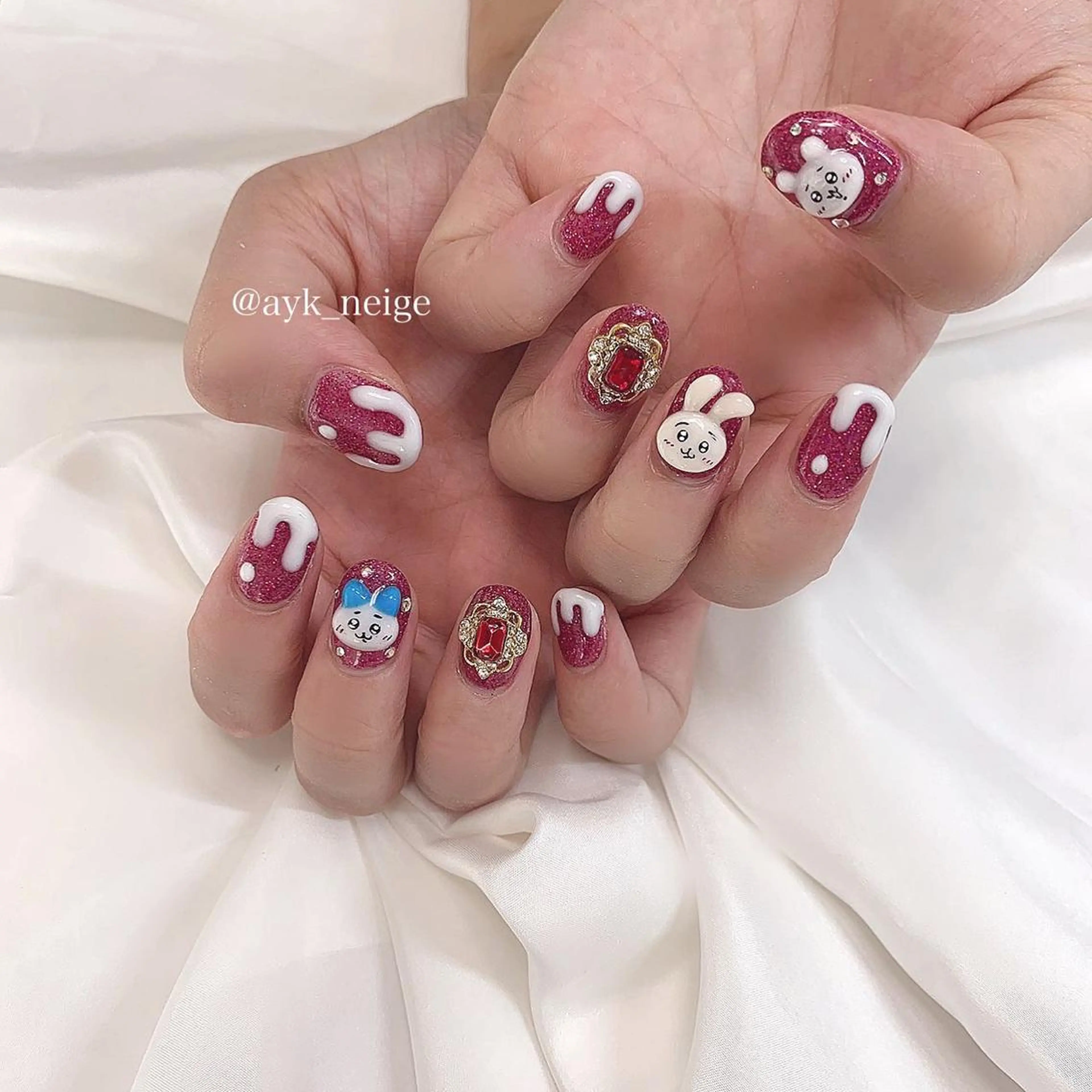 ネイル オーロラネイル フットネイル ハート キラキラネイル 韓国ネイル n'eige nail所属・大谷 綾香のネイルデザイン