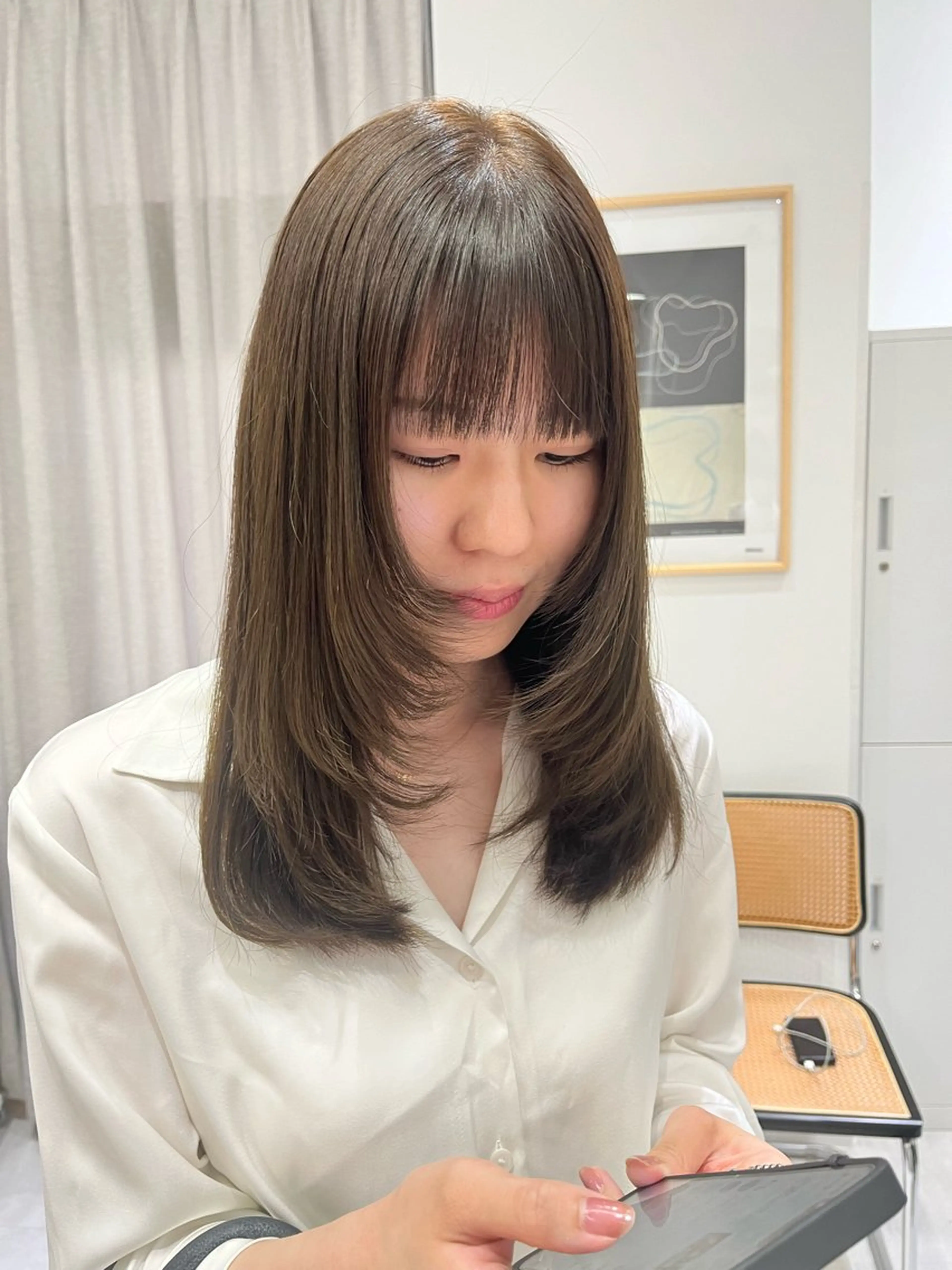 セミロング ヘアカラー zina藤崎📛 井上美乃里のヘアスタイル