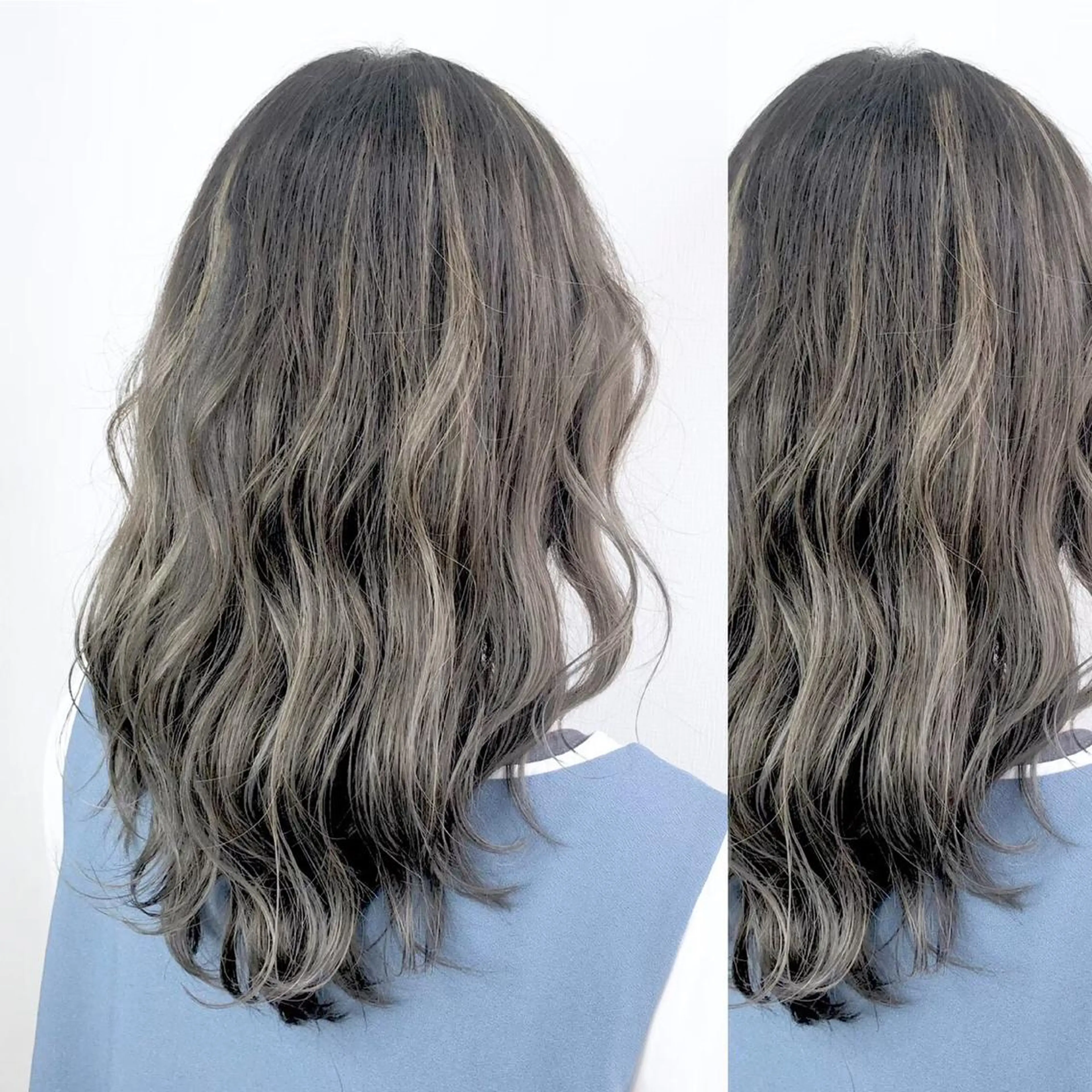 セミロング カラー JuNブリーチに 縮毛矯正するプロのヘアスタイル