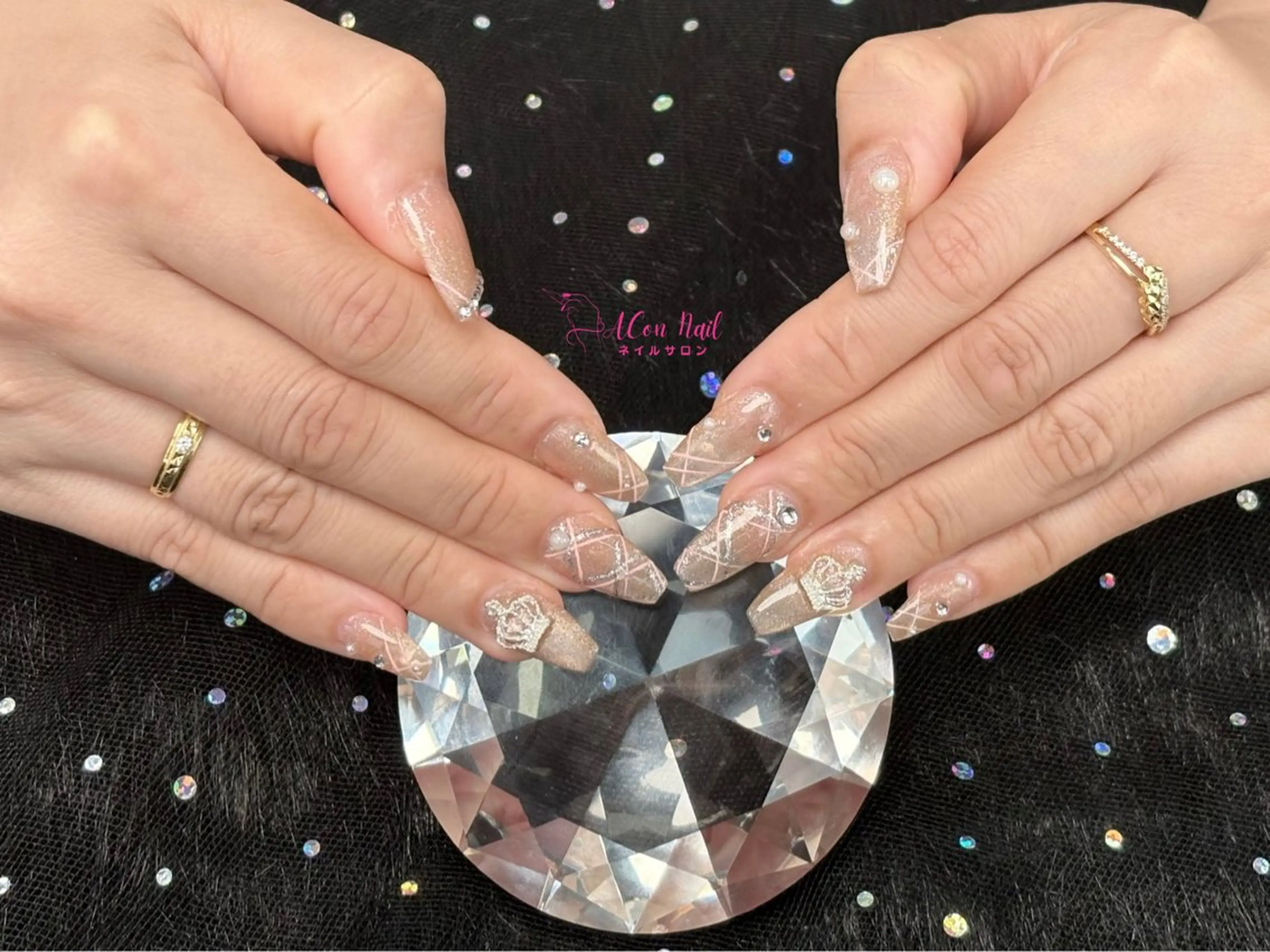 ネイル 桜ネイル 長さ出し フラワーネイル フレンチネイル ジェルネイル ハンドネイル ACon NailSalonのネイルデザイン
