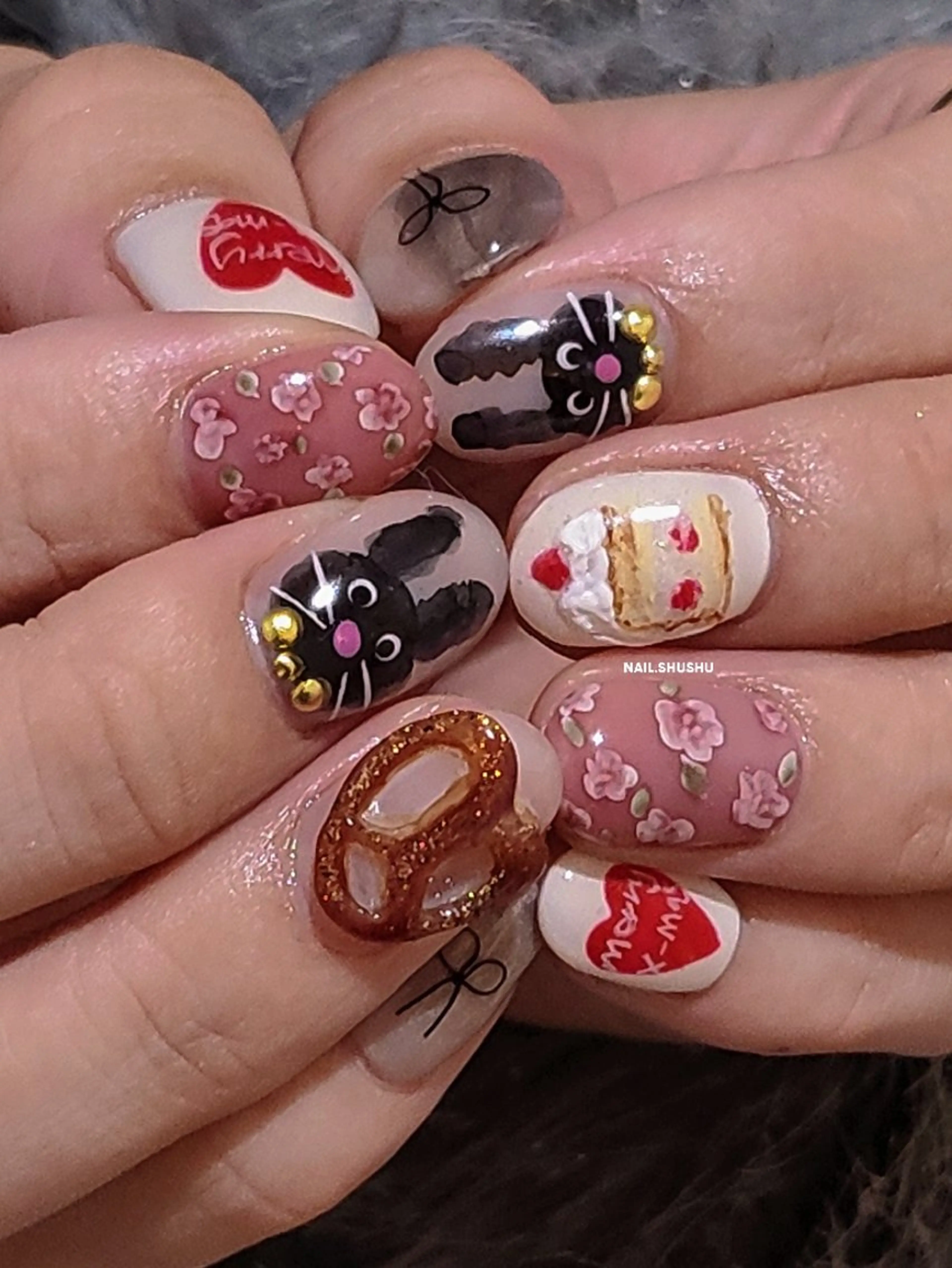 ネイル ハンドネイル 3dパーツ/流行り 👧shushu❤️のネイルデザイン