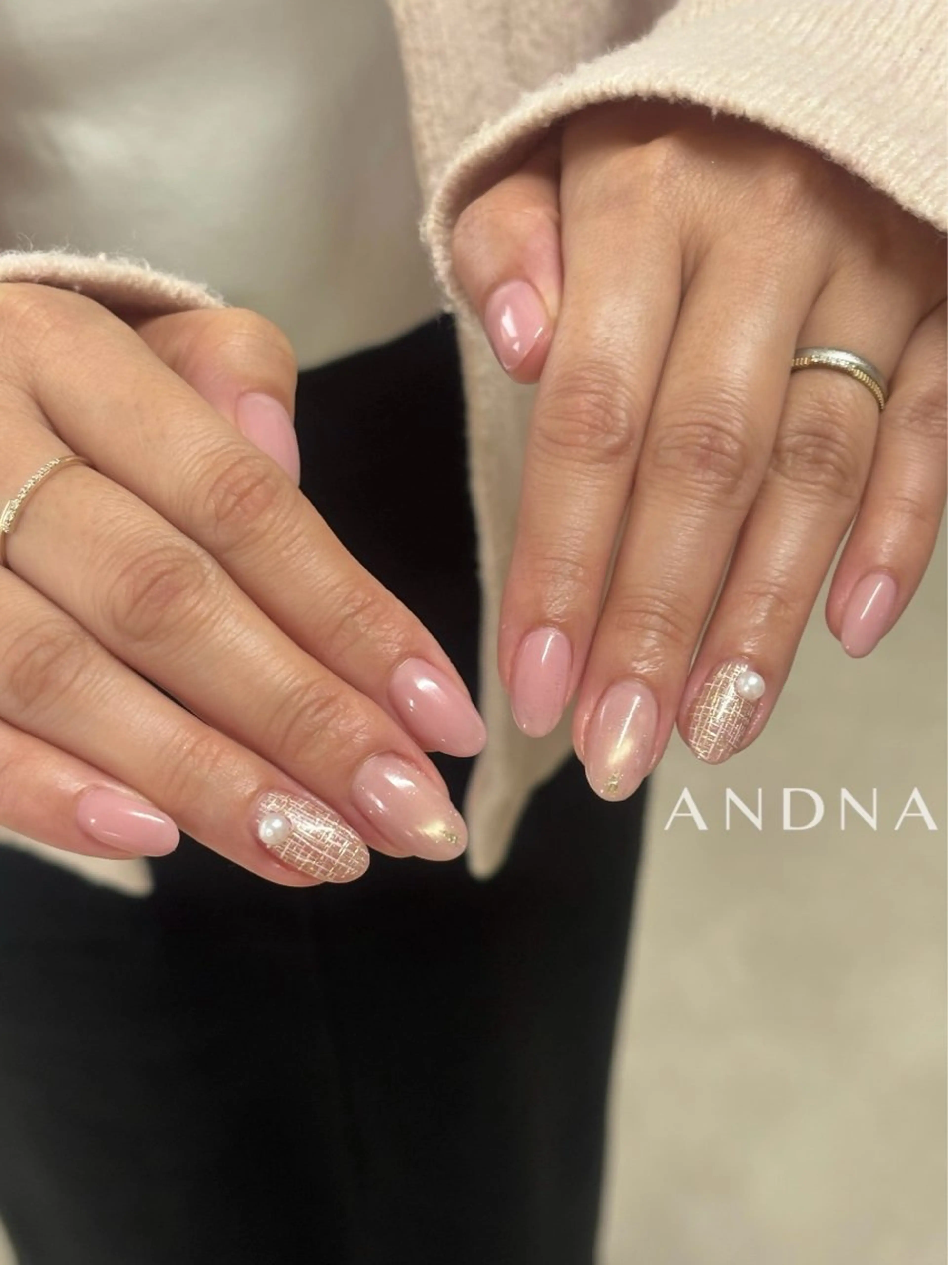 ネイル ピンク ツイードネイル ハンドネイル Misato / ANDNAのネイルデザイン