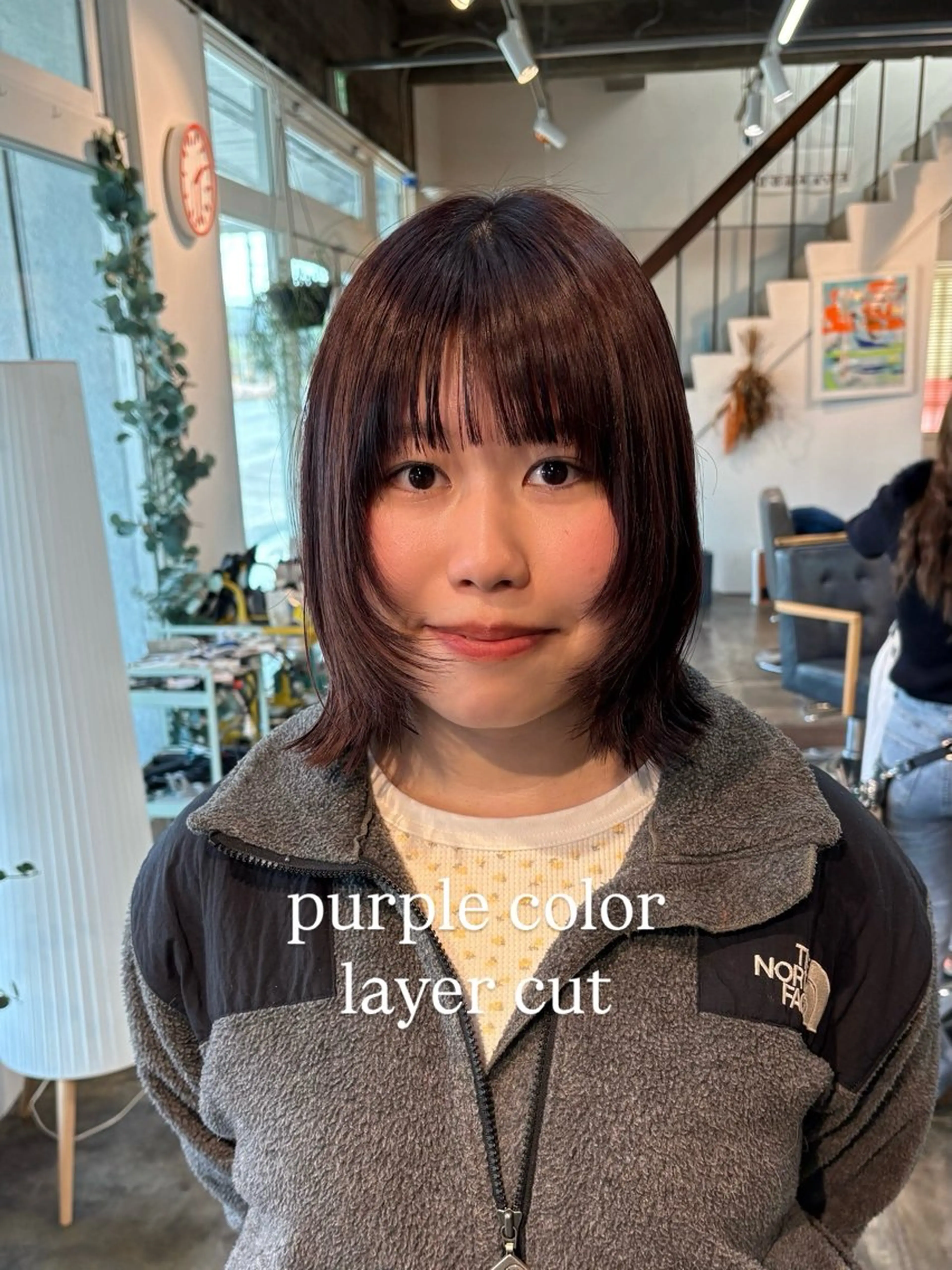 ミディアム パープルカラー カット ヘアカラー shiho/レイヤー /透明感カラーのヘアスタイル