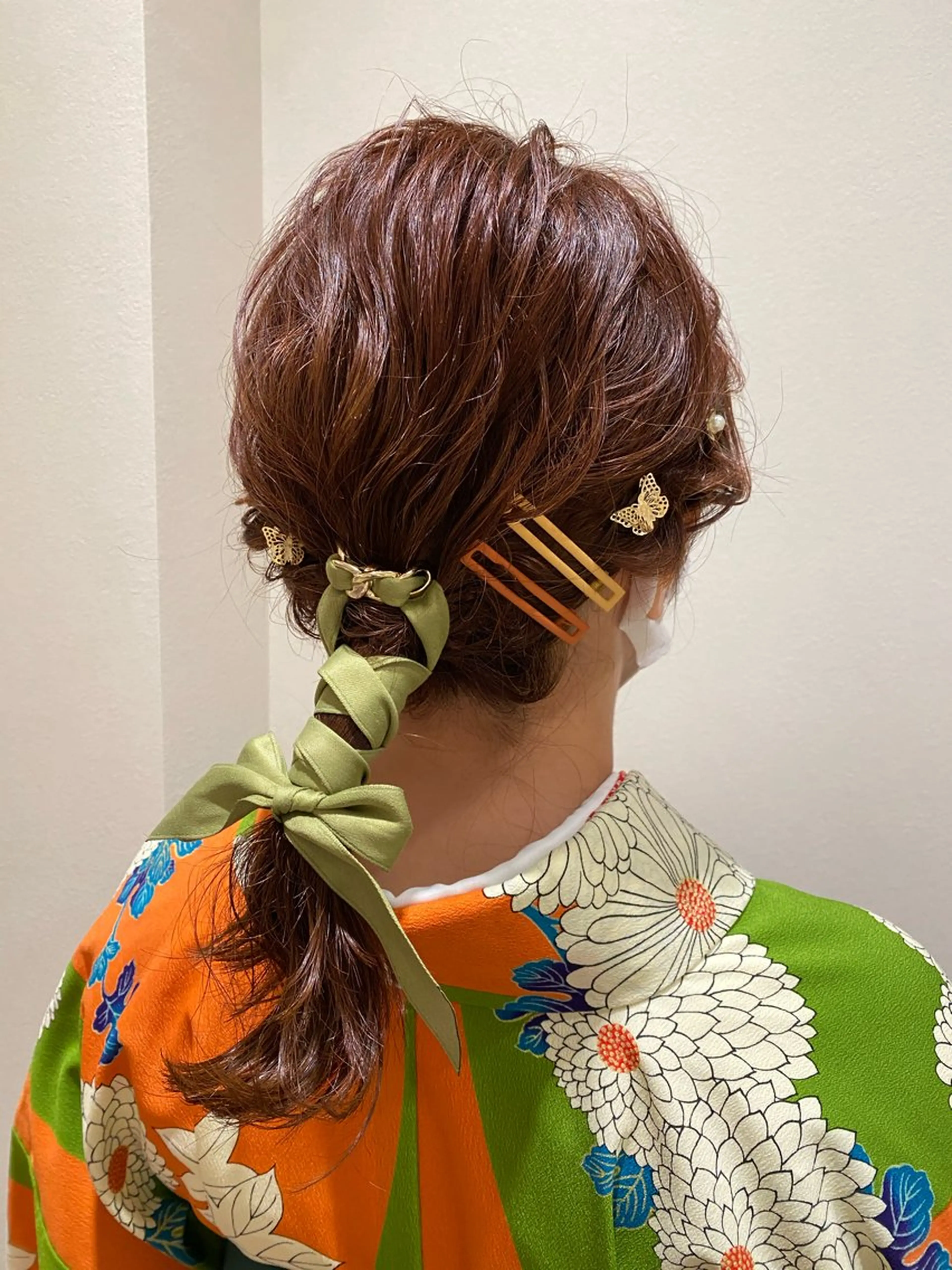 ミディアム ヘアアレンジ 成人式 着付け 透明感カラー/ 髪質改善/レイヤーのヘアスタイル