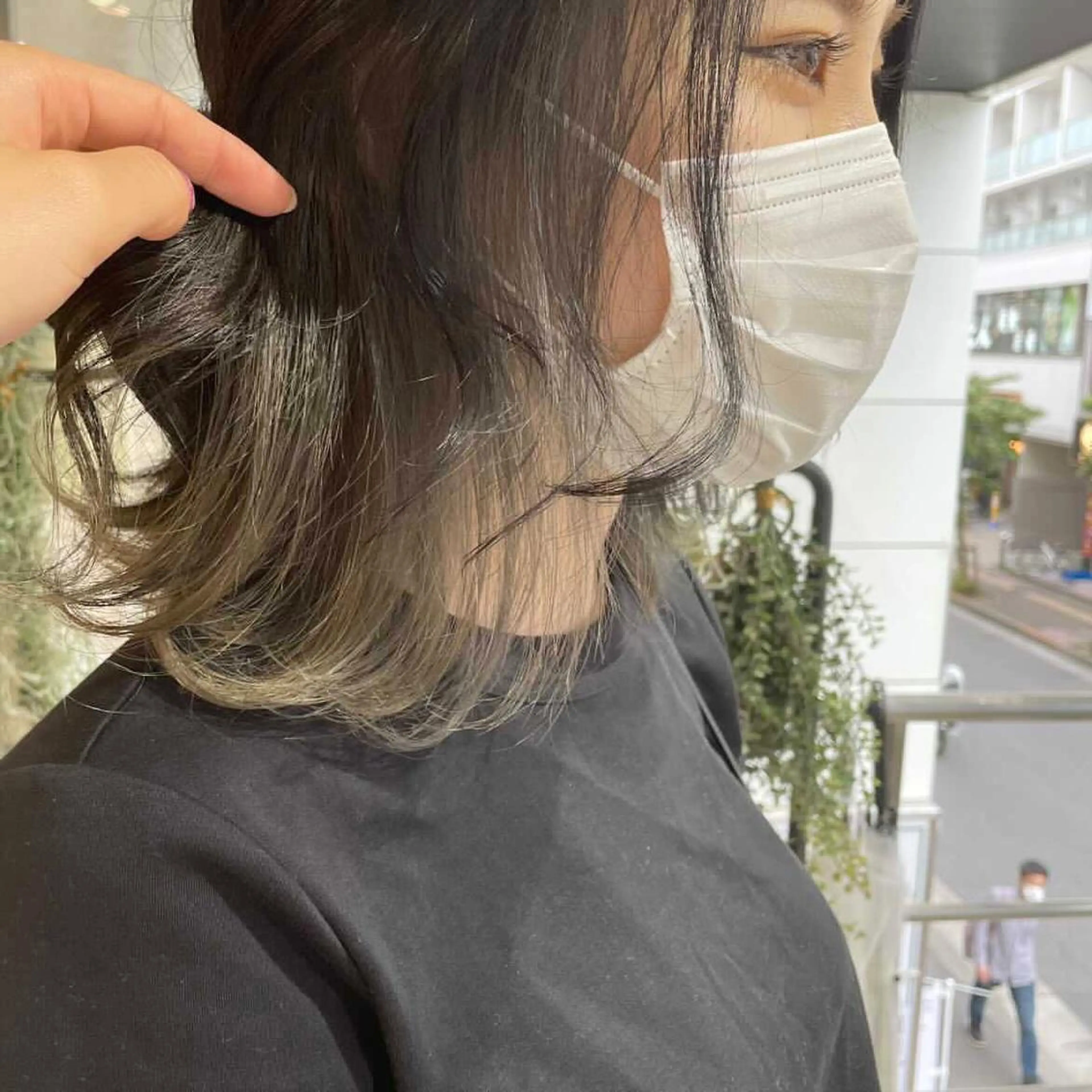 セミロング カラー グレージュ インナーカラー ヘアカラー aya/小顔レイヤー /柔らかカラーのヘアスタイル