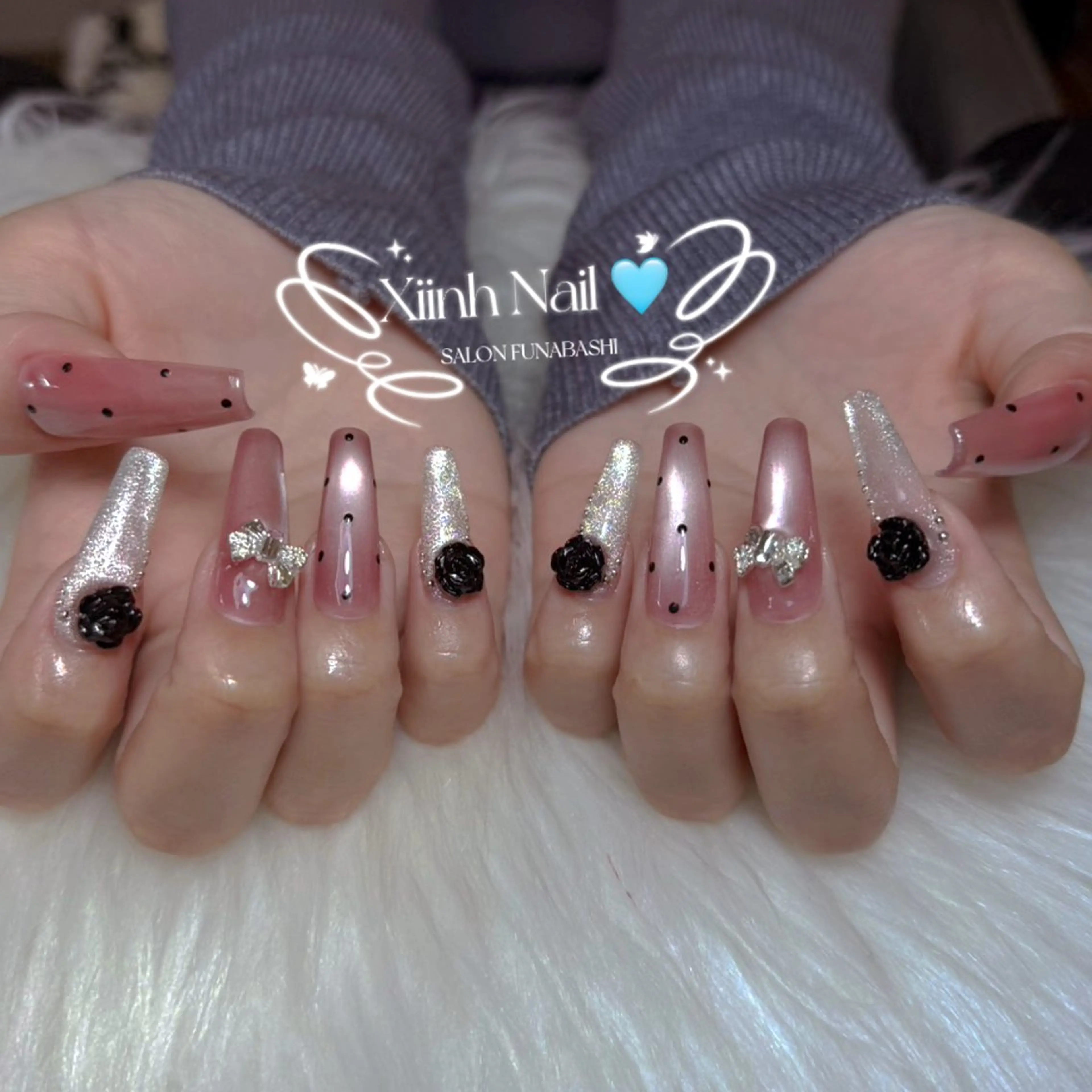 ネイル チークネイル 桜ネイル 長さ出し フットネイル ジェルネイル ハンドネイル XIINH NAIL SALONのネイルデザイン