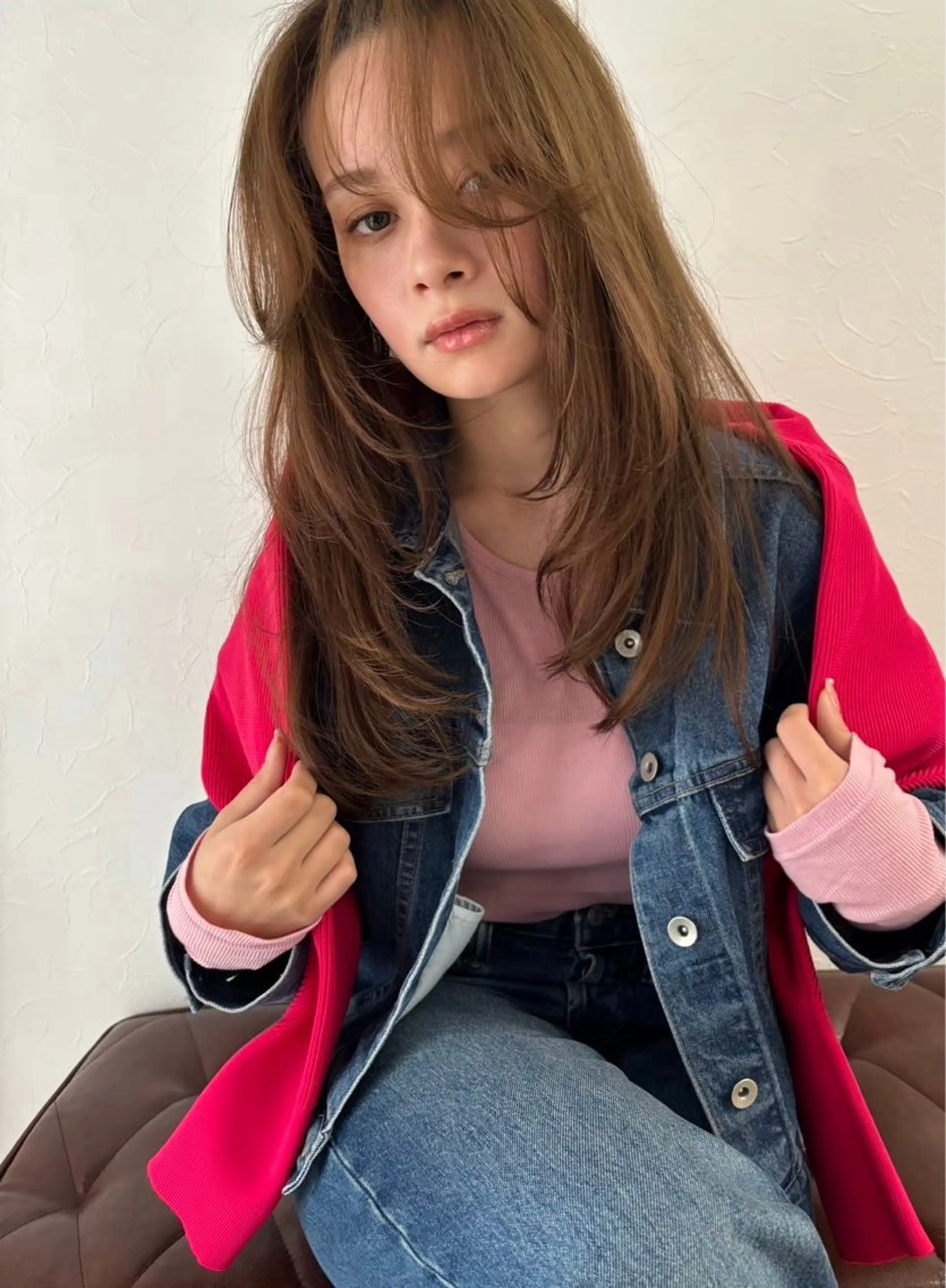 ロング カラー ブラウンカラー 顔まわりレイヤー レイヤーカット カット ヘアカラー トリートメント ブリーチカラーレイヤ ーカット🦋annaのヘアスタイル