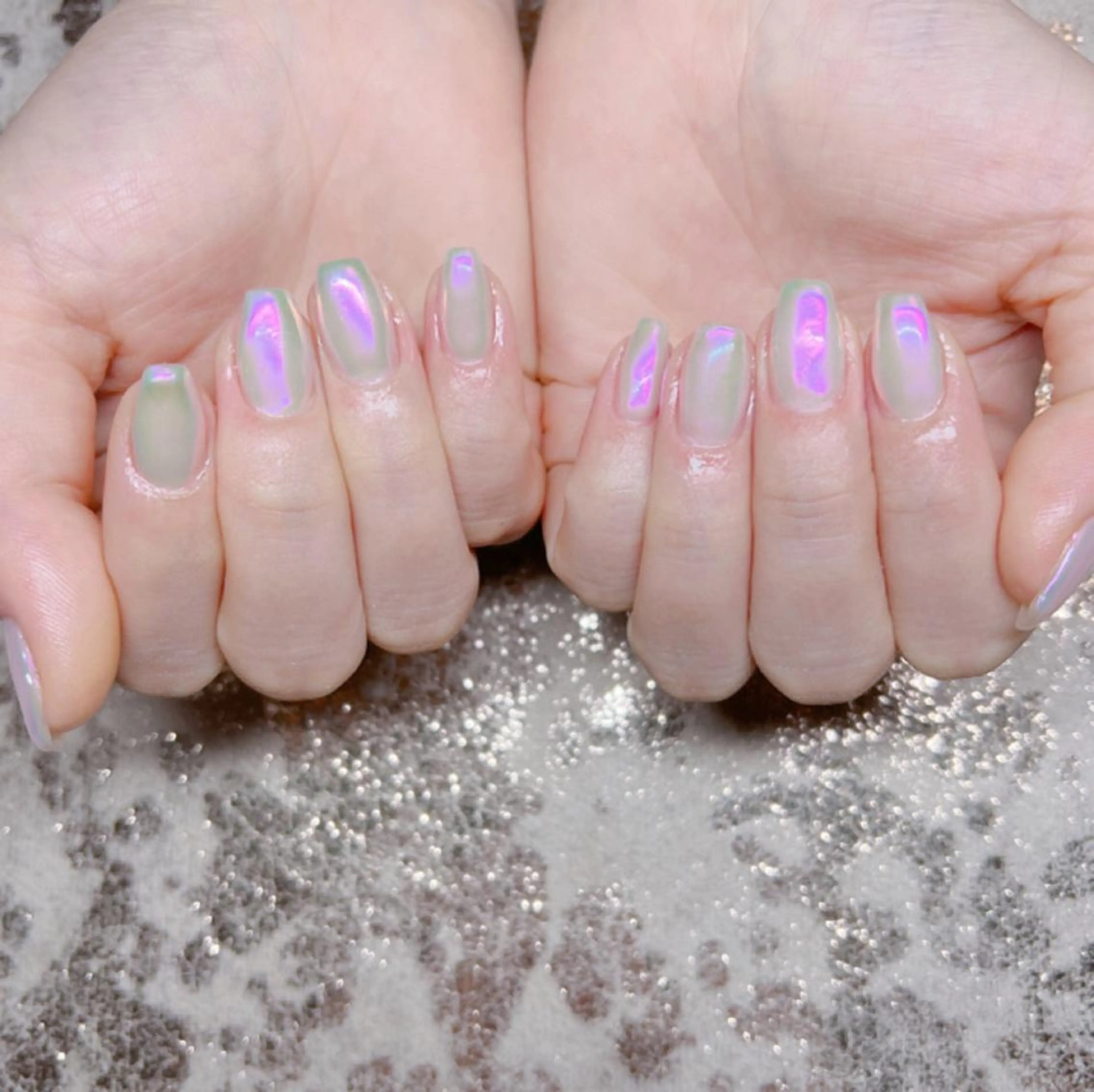 ネイル オーロラネイル ミラーネイル DollyGirl KYOKOのネイルデザイン