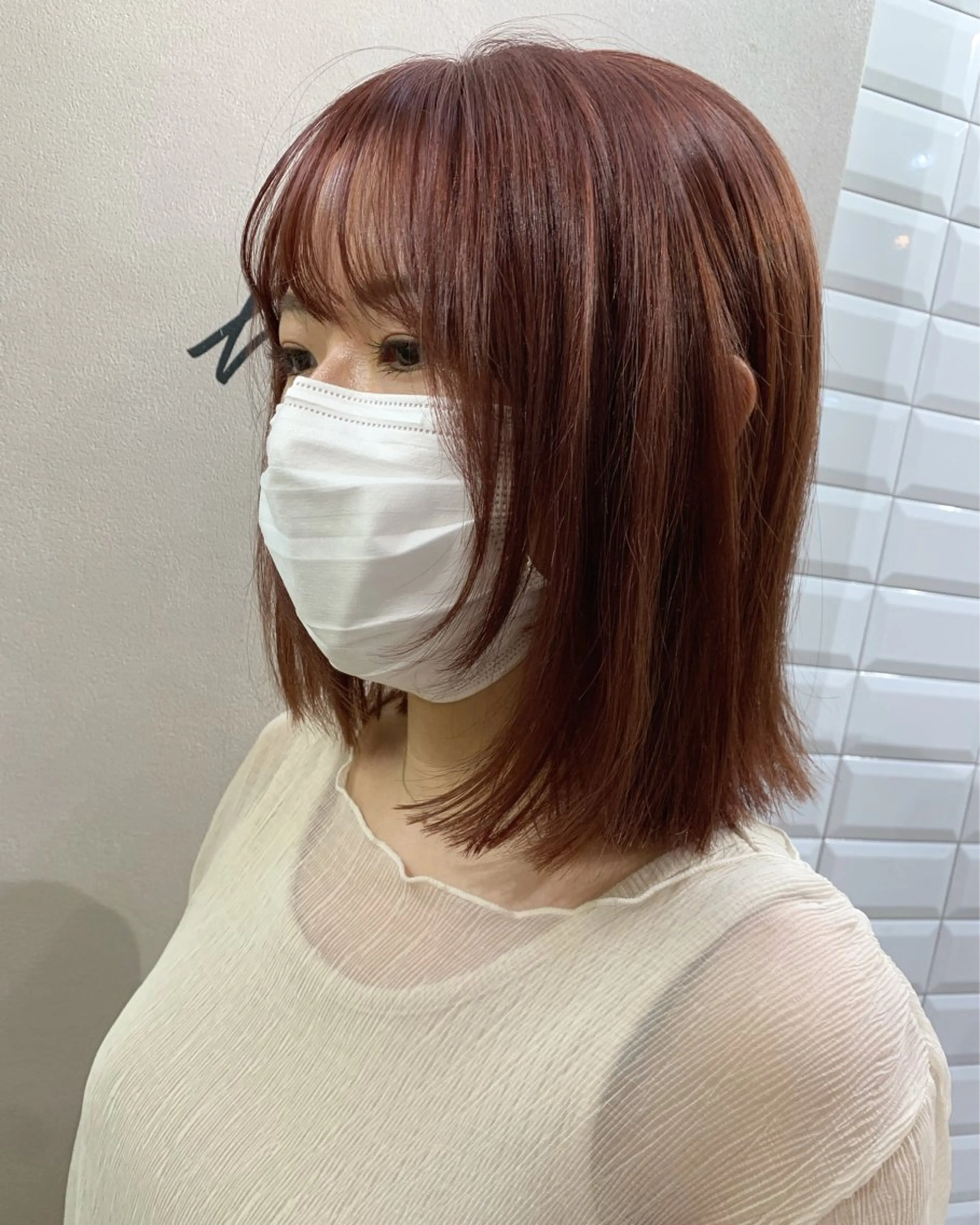 ミディアム カラー ベージュカラー ブリーチ ピンクカラー ピンクベージュ カット ヘアカラー トリートメント hub hair レイヤー/透明感のヘアスタイル
