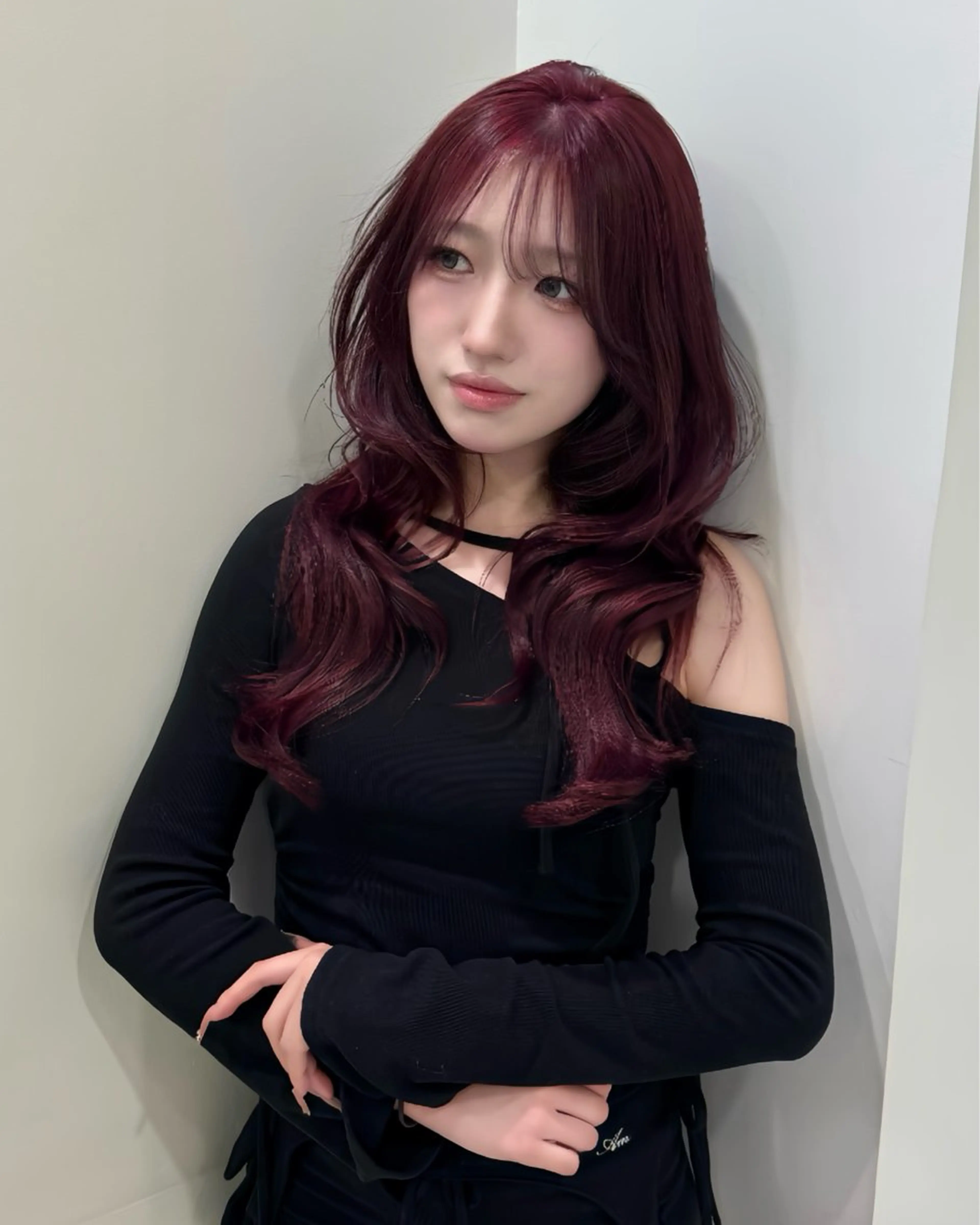 ロング カラー ヘアアレンジ カット ヘアカラー トリートメント ヘッドスパ ヘアセット 韓国レイヤーカット /韓国トレンドカラーのヘアスタイル