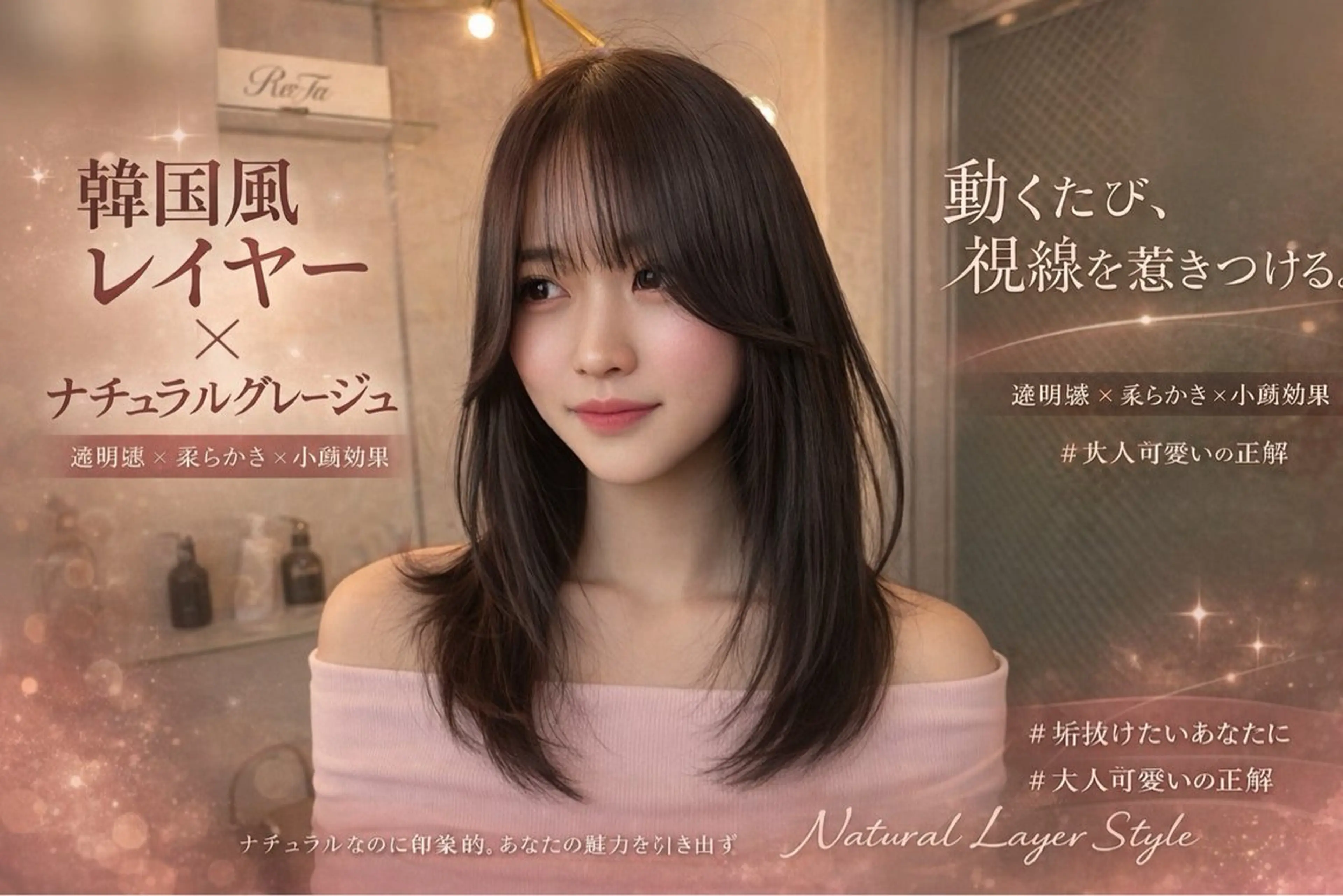 セミロング レイヤーカット カット ヘアカラー トリートメント 韓国レイヤー💫美髪 縮毛矯正🫧拓海のヘアスタイル