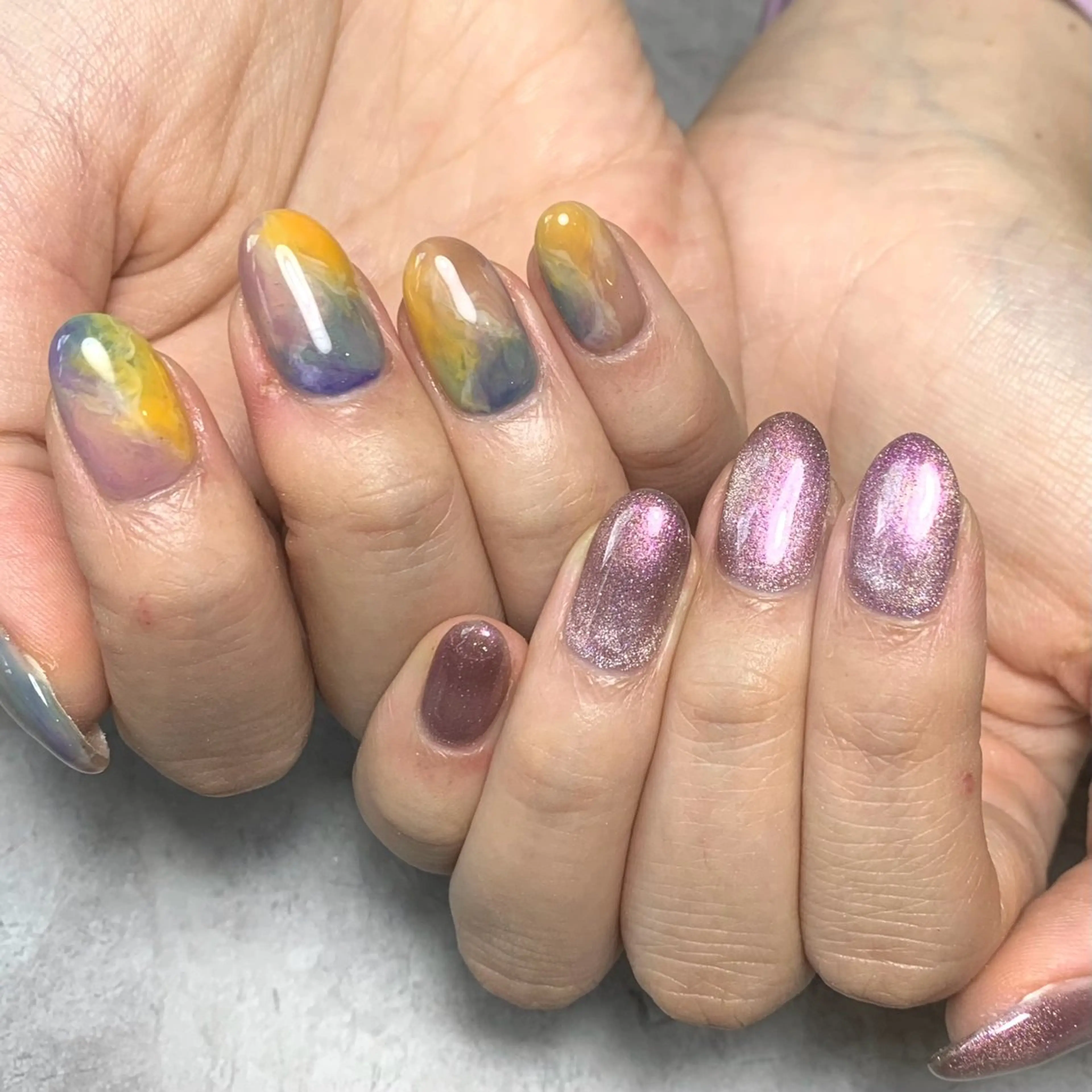 ネイル キラキラネイル マグネットネイル ニュアンスネイル ハンドネイル lillion karenのネイルデザイン